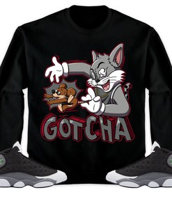Jordan 13 Black Flint Unisex Shirt Gotcha Cat And Mouse, Shirt To Match Sneaker