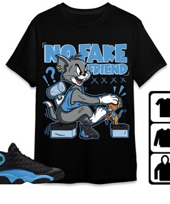 Jordan 13 Black University Blue Unisex Shirt Fake Friend Cat And Mouse, Shirt To Match Sneaker
