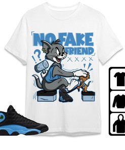 Jordan 13 Black University Blue Unisex Shirt Fake Friend Cat And Mouse, Shirt To Match Sneaker