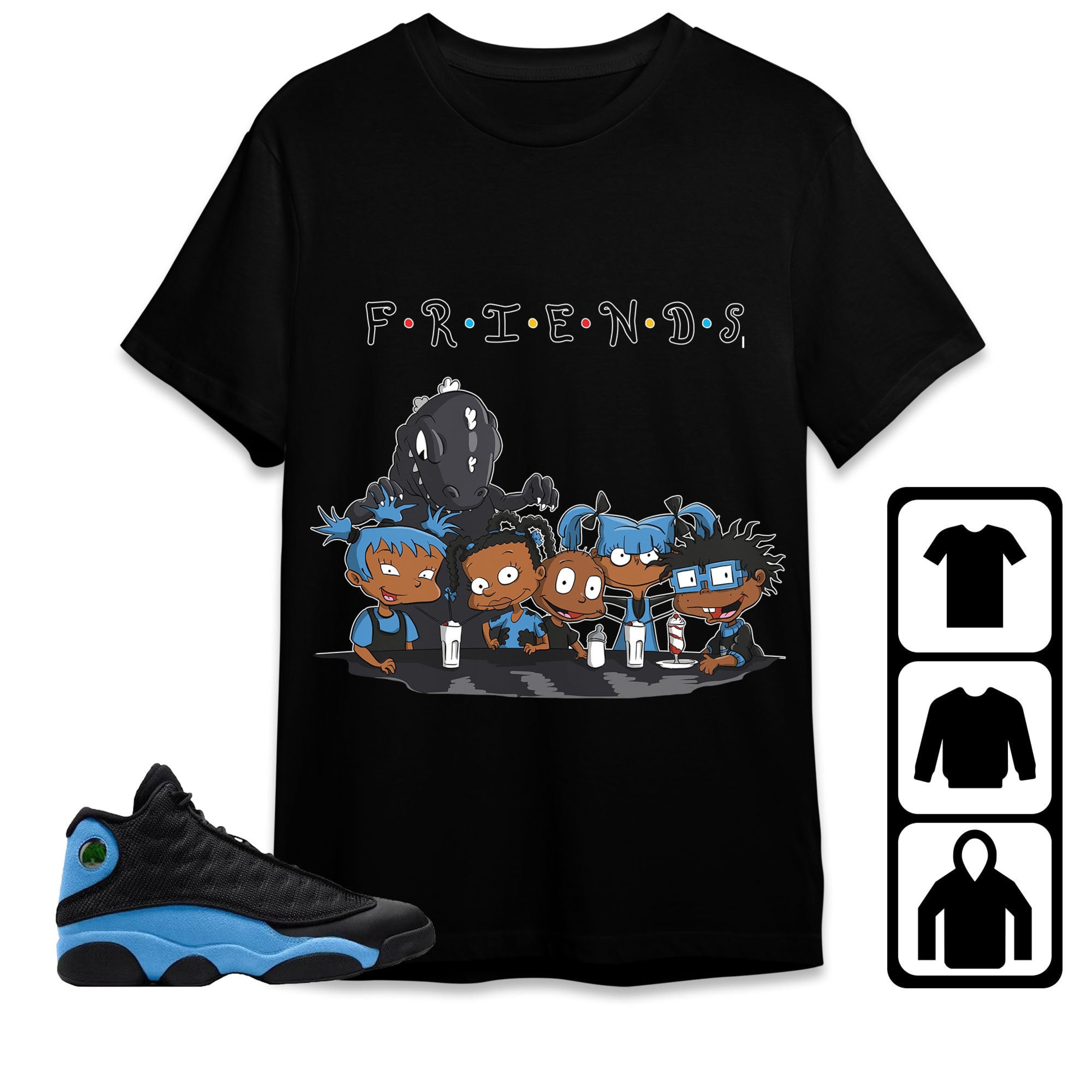 Jordan 13 Black University Blue Unisex Shirt Friends, Shirt To Match Sneaker