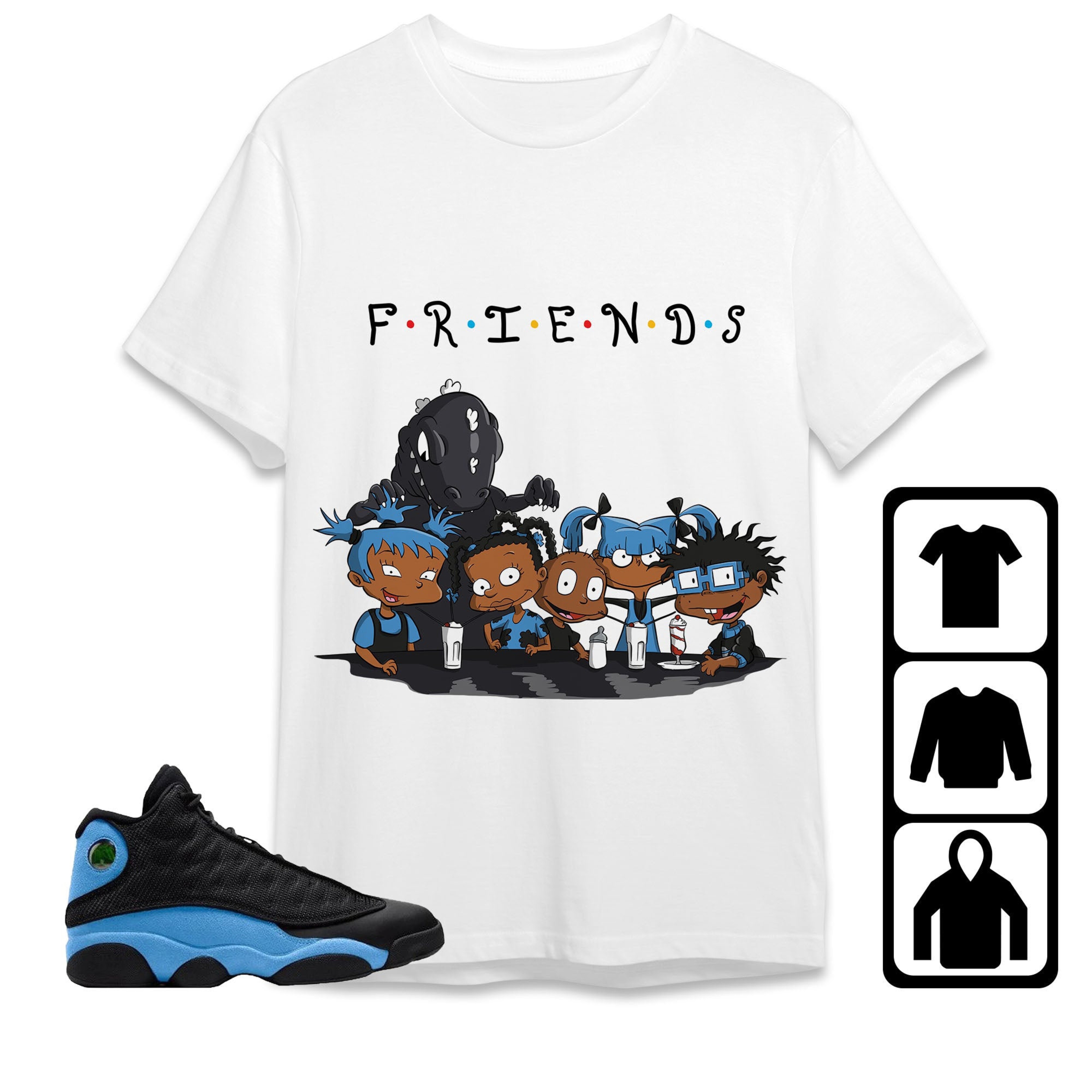 Jordan 13 Black University Blue Unisex Shirt Friends, Shirt To Match Sneaker
