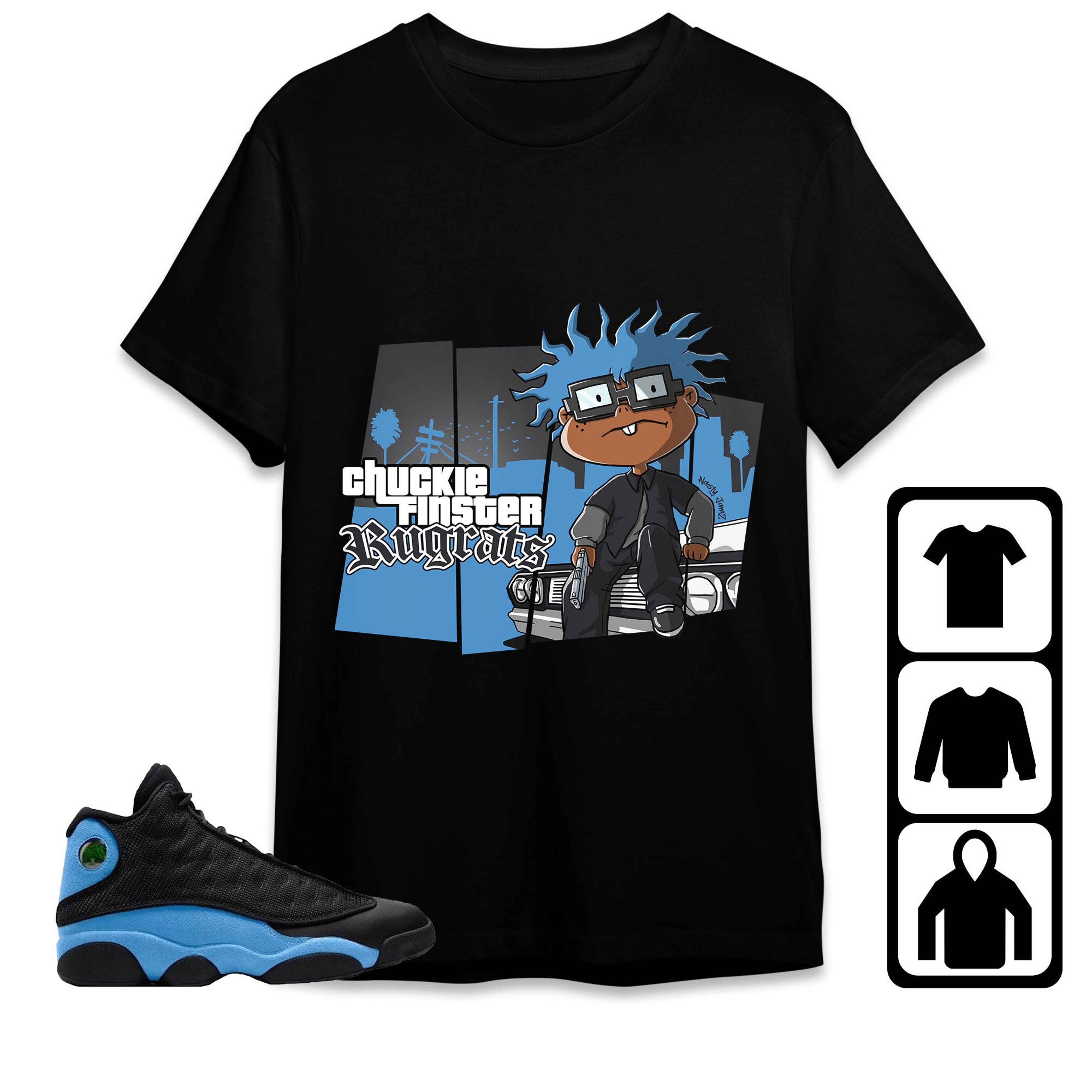 Jordan 13 Black University Blue Unisex Shirt GTA, Shirt To Match Sneaker