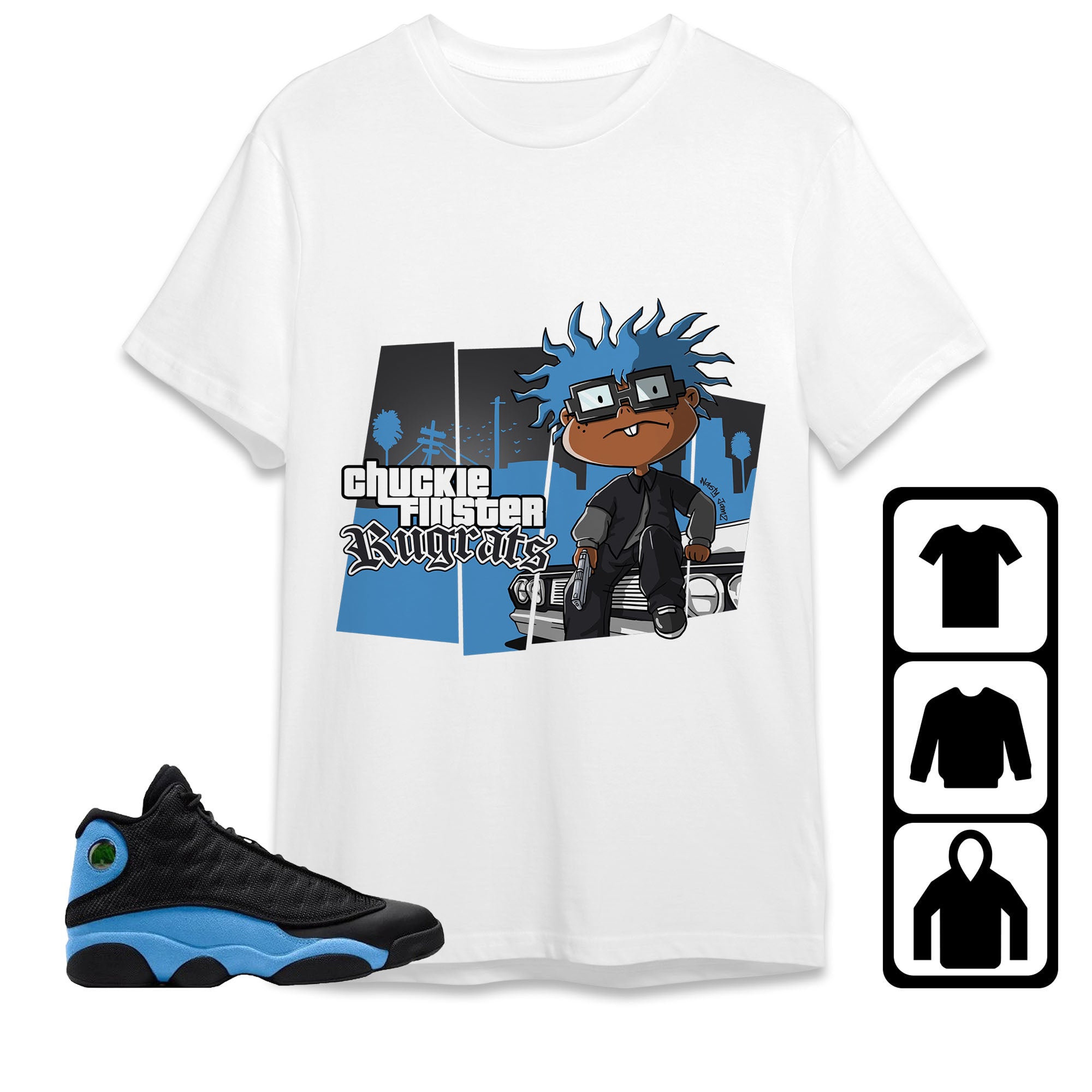 Jordan 13 Black University Blue Unisex Shirt GTA, Shirt To Match Sneaker
