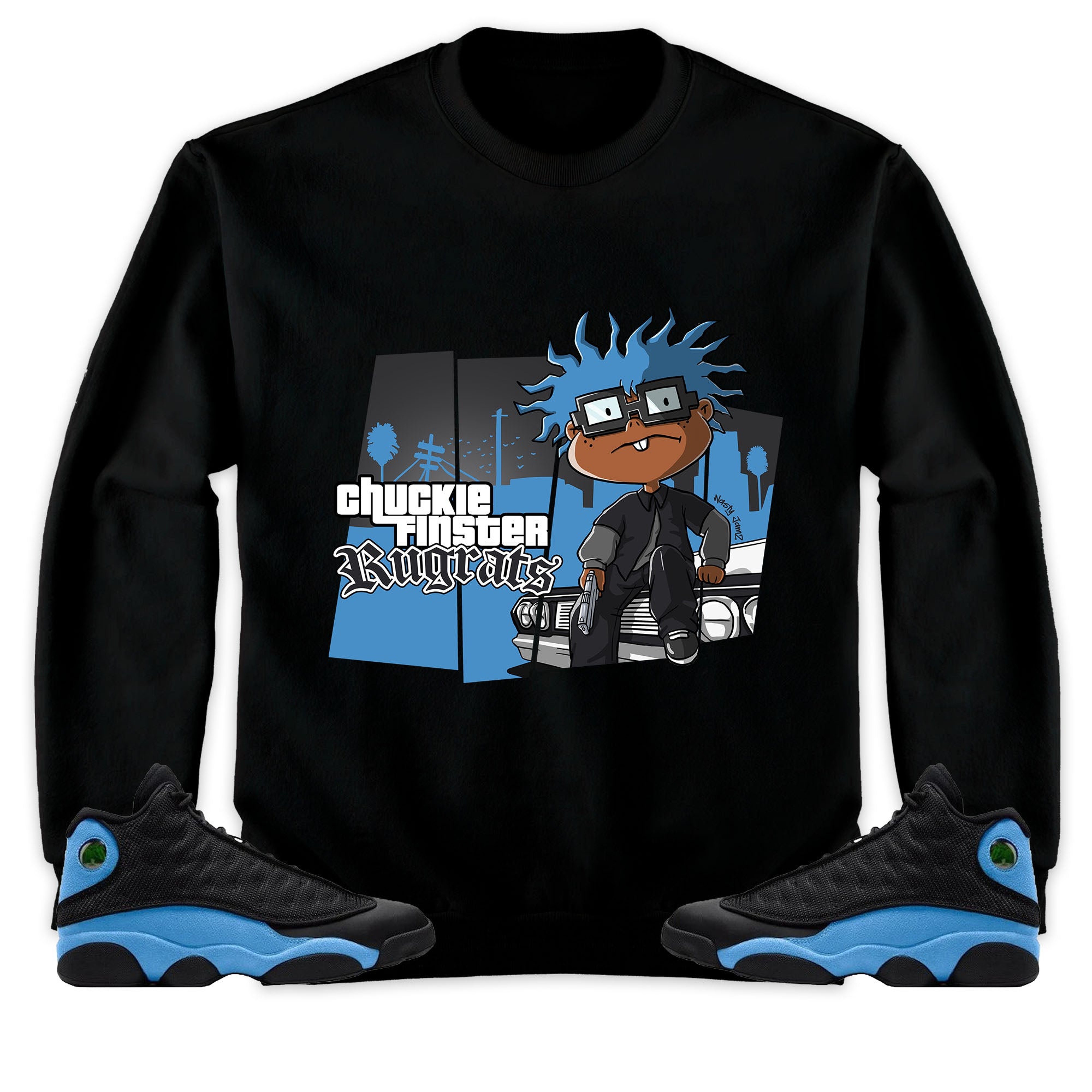 Jordan 13 Black University Blue Unisex Shirt GTA, Shirt To Match Sneaker