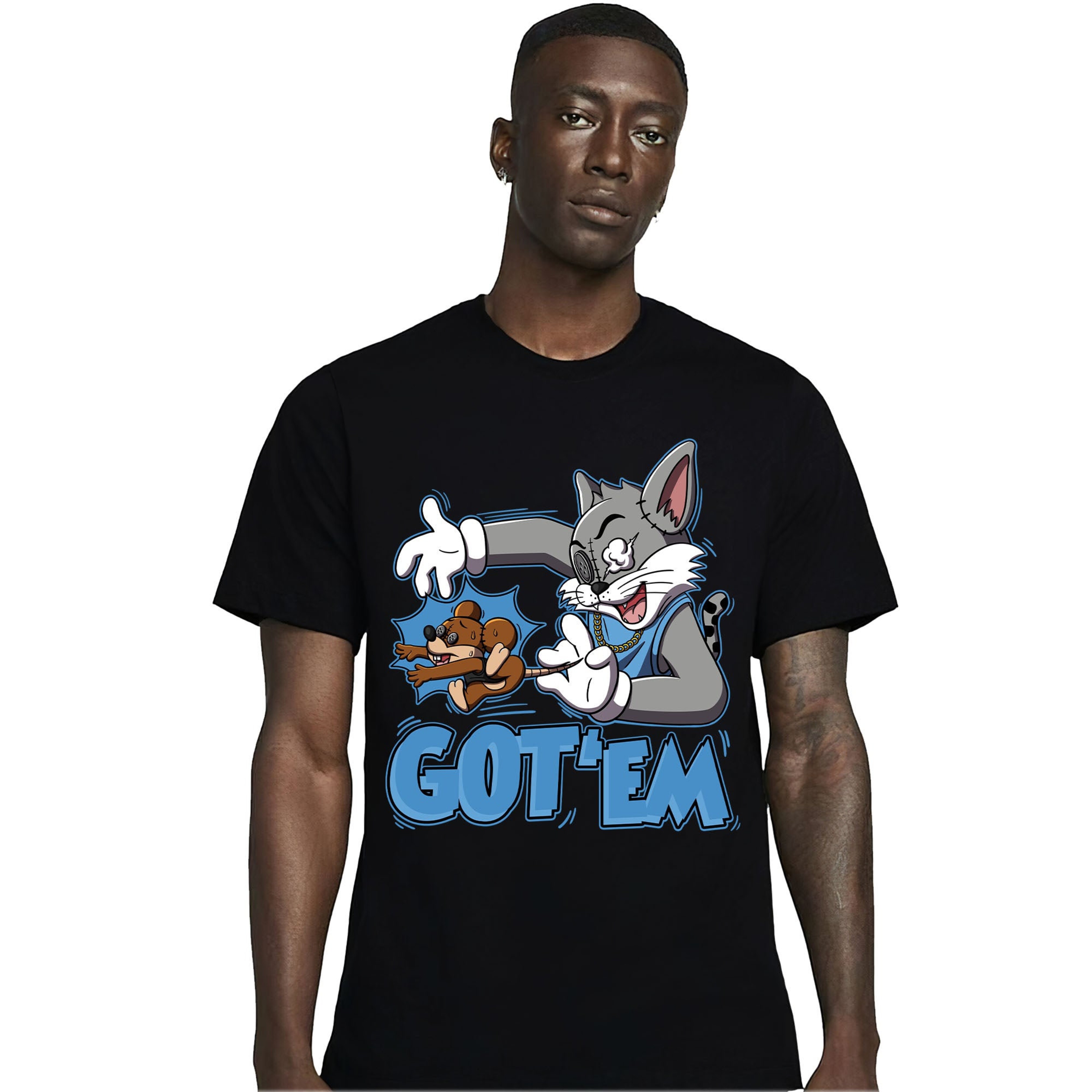 Jordan 13 Black University Blue Unisex Shirt Got Em Cat And Mouse, Shirt To Match Sneaker