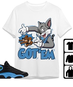 Jordan 13 Black University Blue Unisex Shirt Got Em Cat And Mouse, Shirt To Match Sneaker