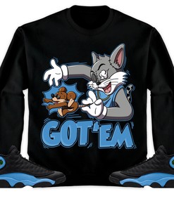 Jordan 13 Black University Blue Unisex Shirt Got Em Cat And Mouse, Shirt To Match Sneaker