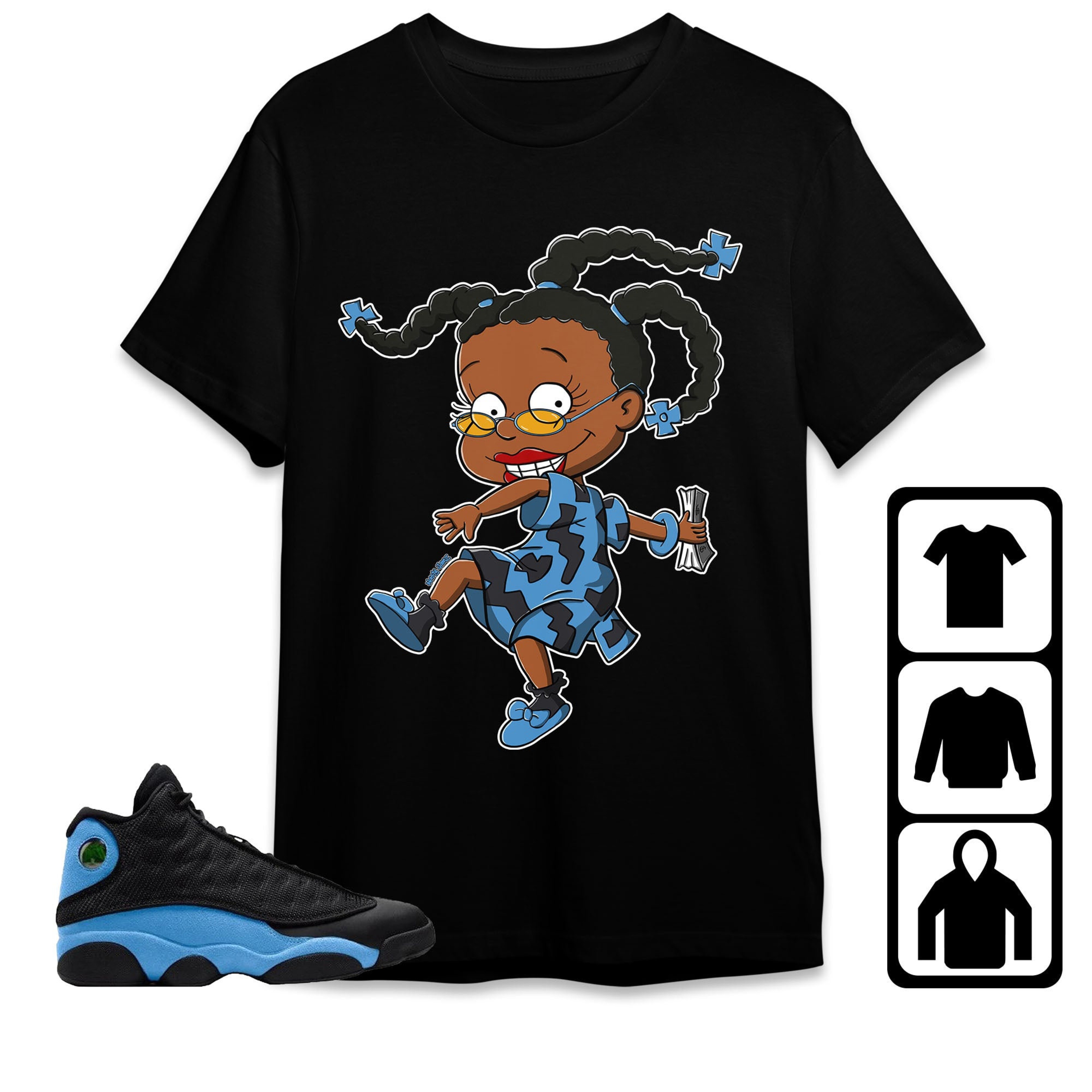 Jordan 13 Black University Blue Unisex Shirt Melanin, Shirt To Match Sneaker