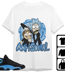 Jordan 13 Black University Blue Unisex Shirt Rick Anti Social, Shirt To Match Sneaker