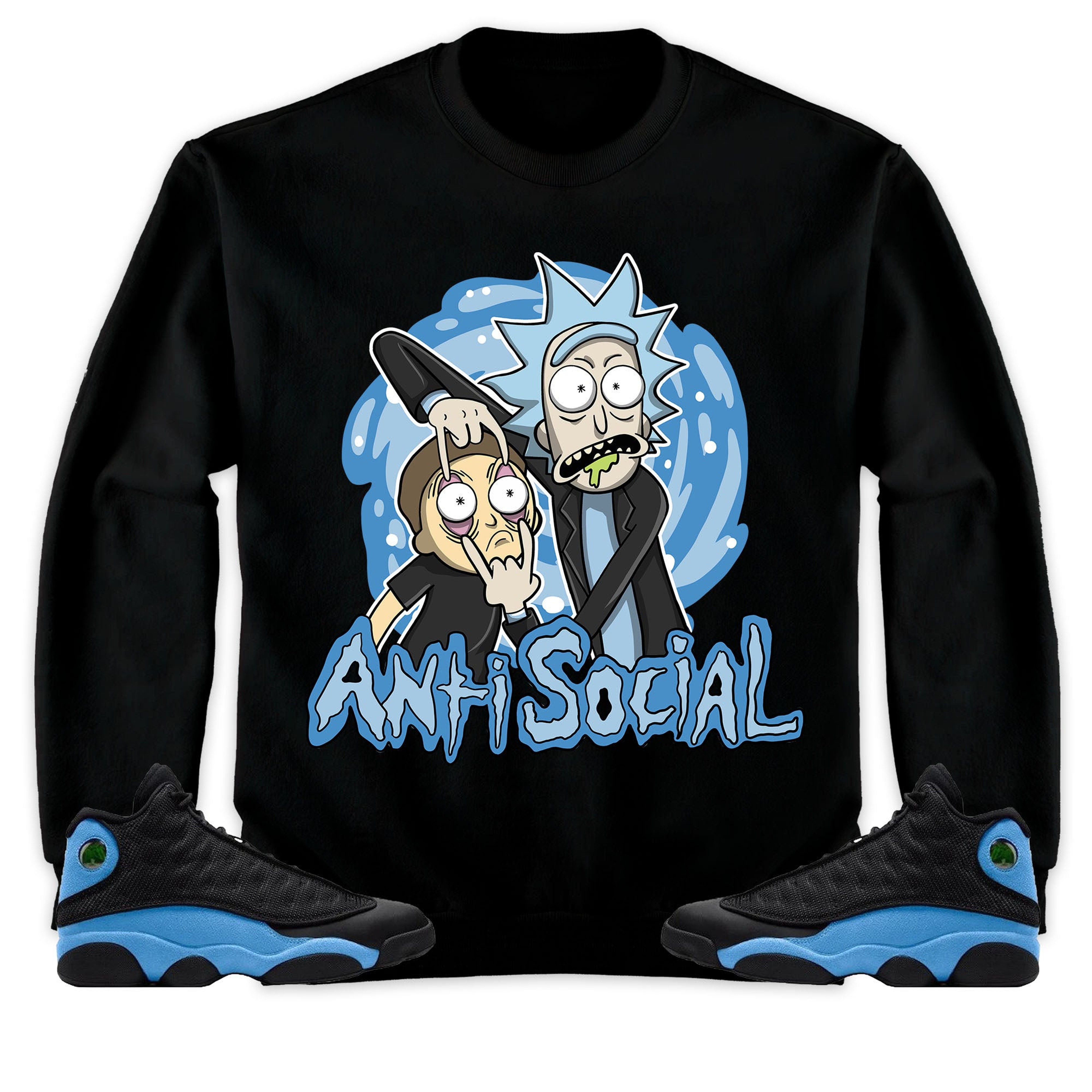 Jordan 13 Black University Blue Unisex Shirt Rick Anti Social, Shirt To Match Sneaker
