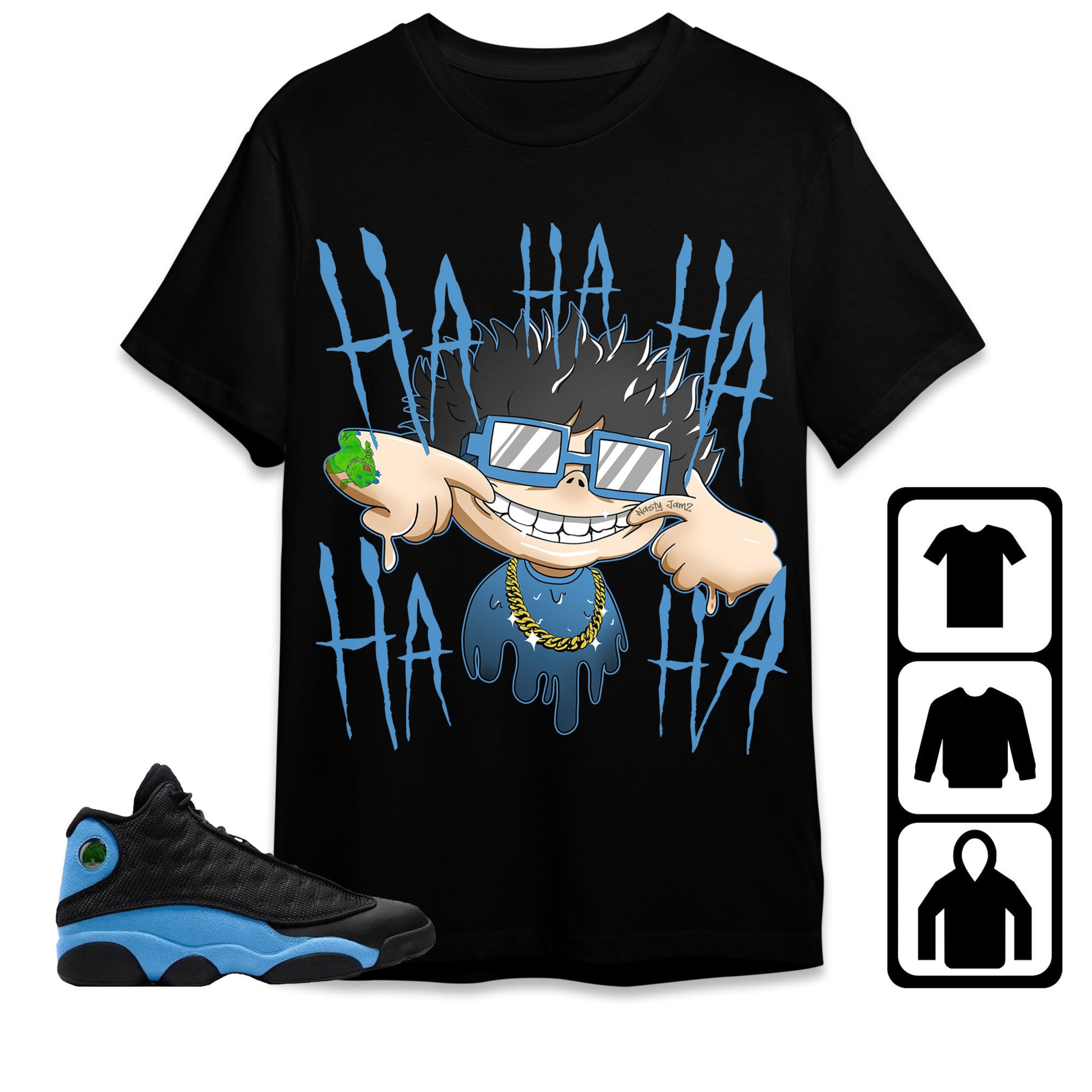 Jordan 13 Black University Blue Unisex Shirt We Are All Clown, Shirt To Match Sneaker