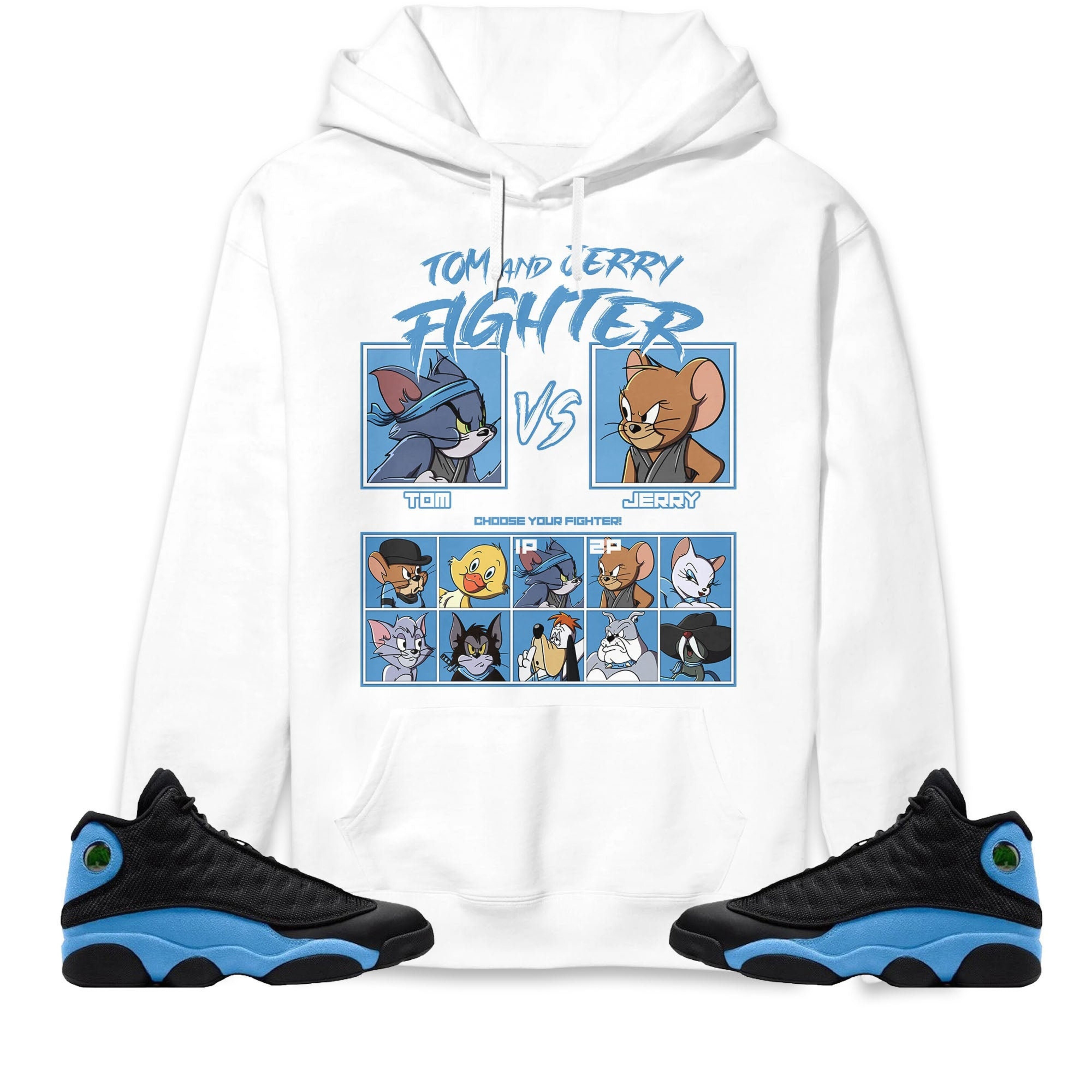 Jordan 13 Black University Blue Unisex Sweatshirt, Hoodie, Cat And Mouse Fighter, Shirt To Match Sneaker