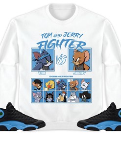 Jordan 13 Black University Blue Unisex Sweatshirt, Hoodie, Cat And Mouse Fighter, Shirt To Match Sneaker
