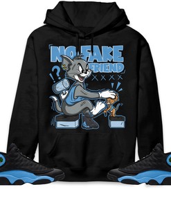 Jordan 13 Black University Blue Unisex Sweatshirt, Hoodie Fake Friend Cat And Mouse, Shirt To Match Sneaker