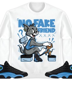 Jordan 13 Black University Blue Unisex Sweatshirt, Hoodie Fake Friend Cat And Mouse, Shirt To Match Sneaker