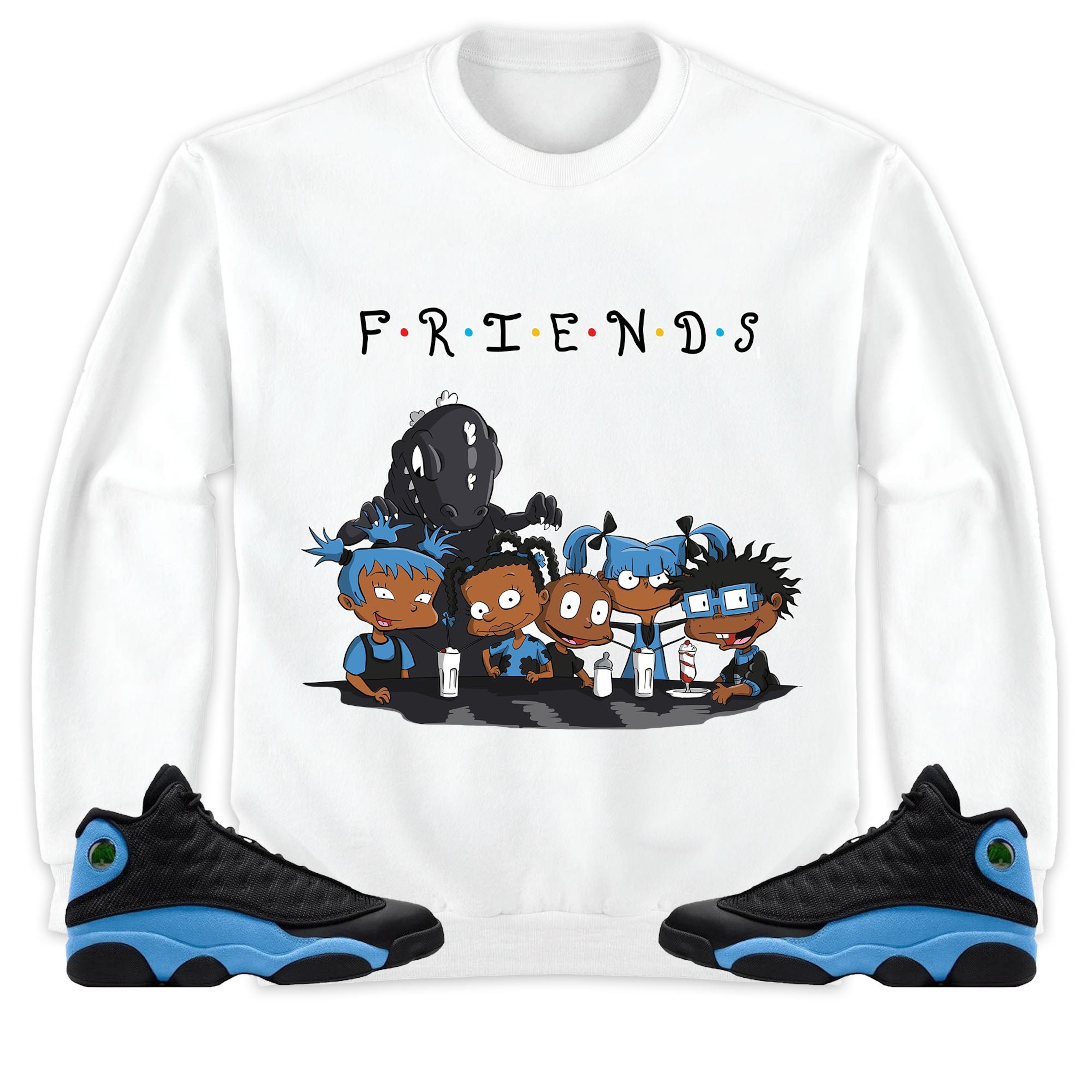 Jordan 13 Black University Blue Unisex Sweatshirt, Hoodie Friends, Shirt To Match Sneaker