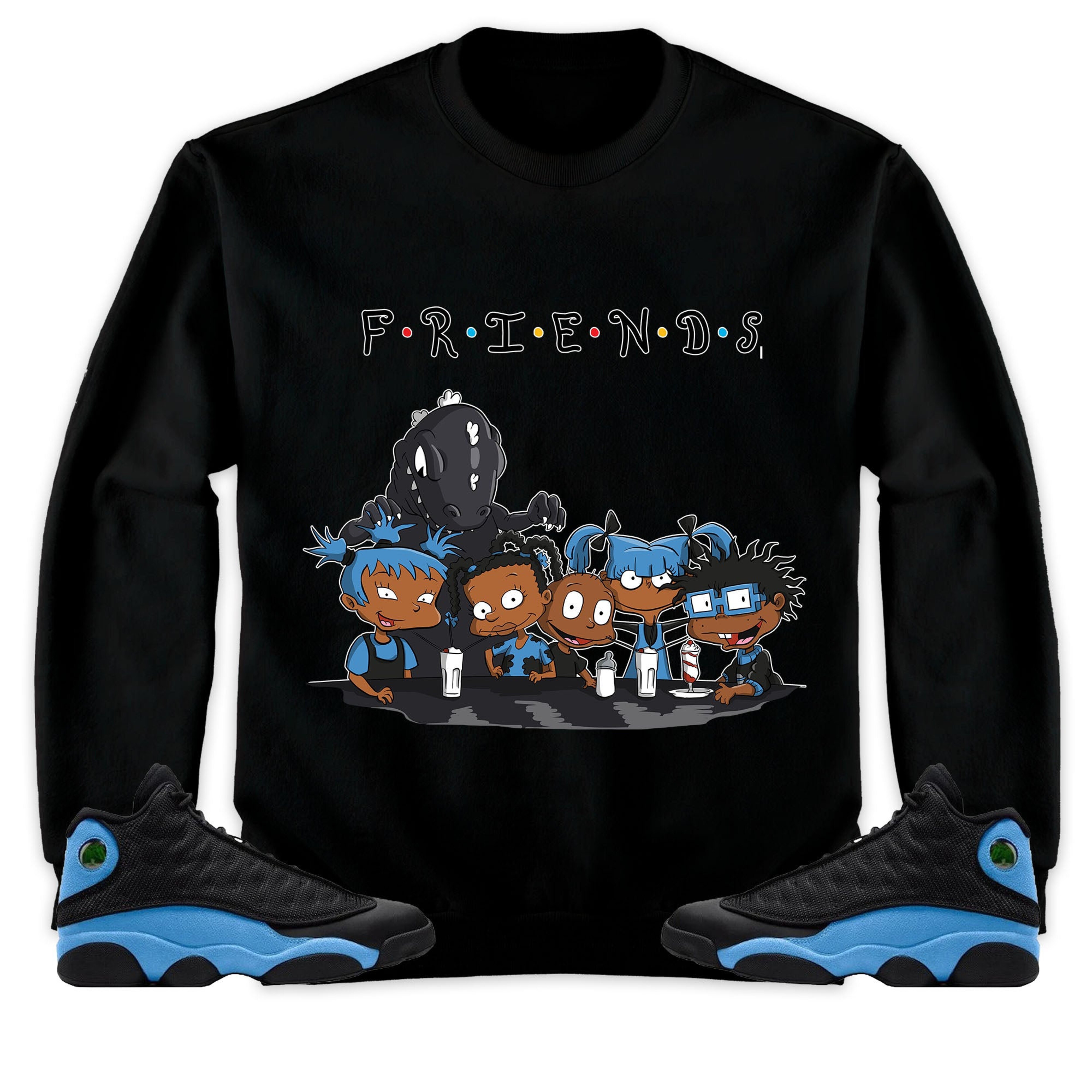 Jordan 13 Black University Blue Unisex Sweatshirt, Hoodie Friends, Shirt To Match Sneaker