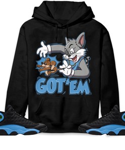 Jordan 13 Black University Blue Unisex Sweatshirt, Hoodie Got Em Cat And Mouse, Shirt To Match Sneaker
