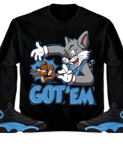 Jordan 13 Black University Blue Unisex Sweatshirt, Hoodie Got Em Cat And Mouse, Shirt To Match Sneaker