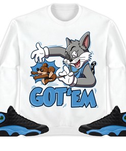 Jordan 13 Black University Blue Unisex Sweatshirt, Hoodie Got Em Cat And Mouse, Shirt To Match Sneaker