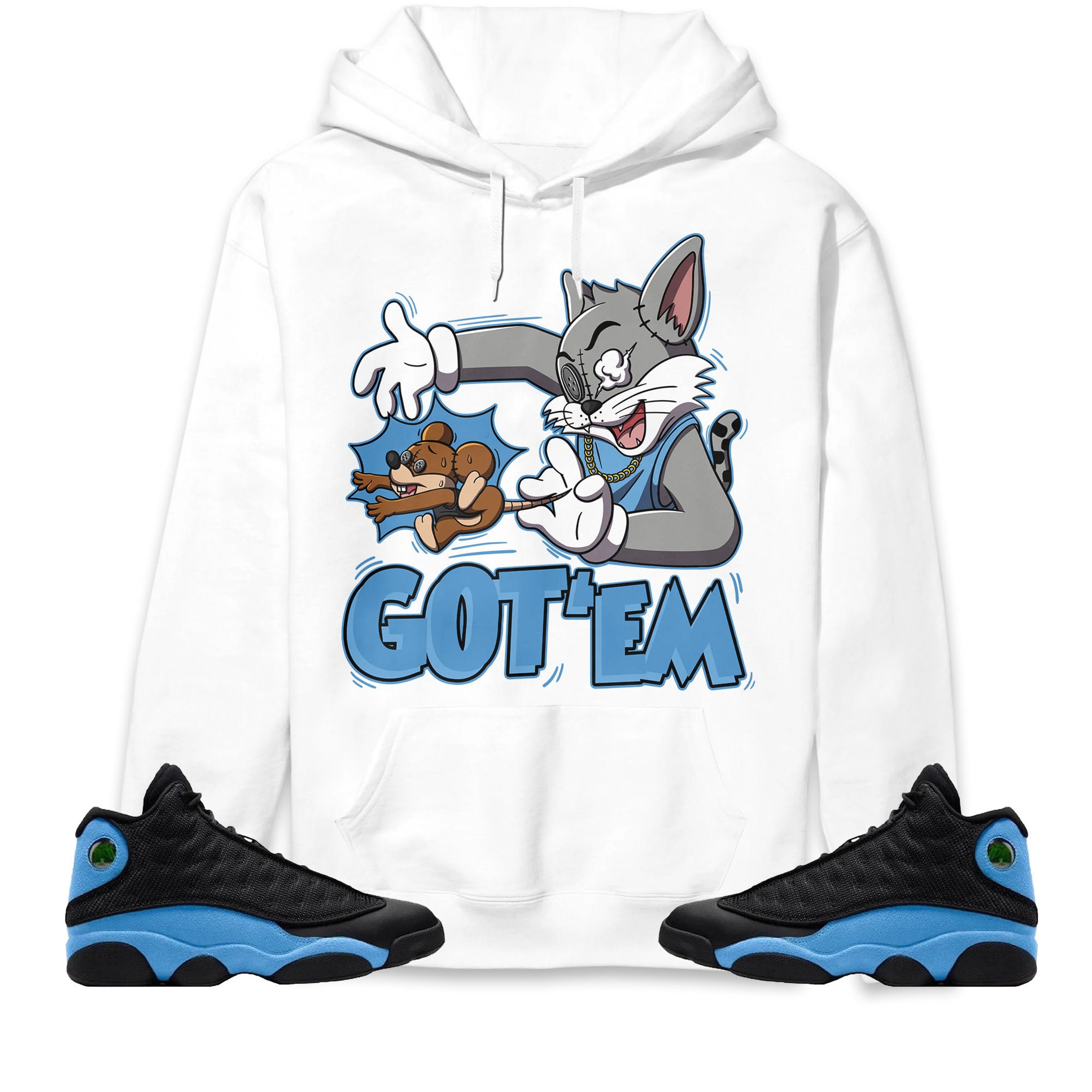 Jordan 13 Black University Blue Unisex Sweatshirt, Hoodie Got Em Cat And Mouse, Shirt To Match Sneaker