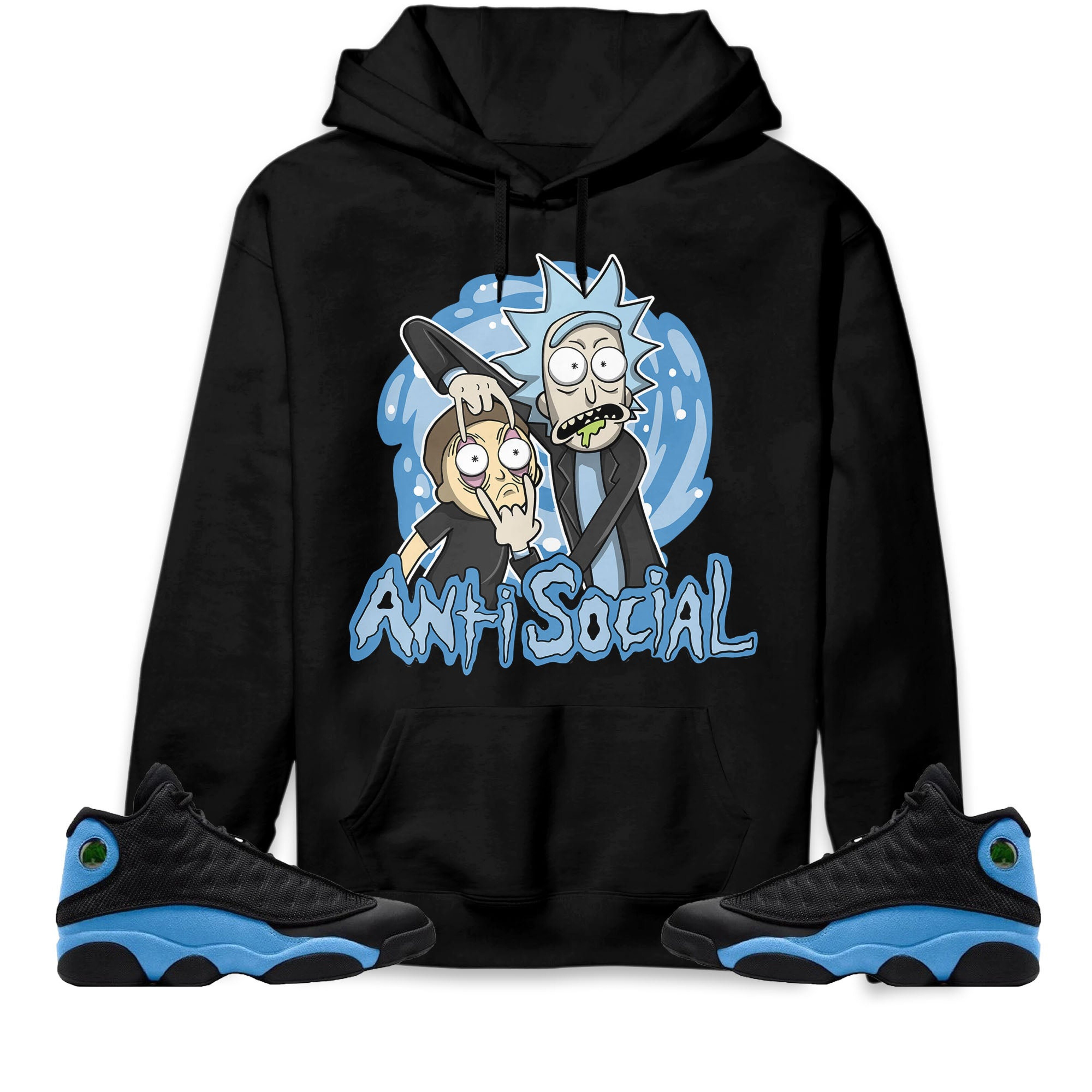 Jordan 13 Black University Blue Unisex Sweatshirt, Hoodie Rick Anti Social, Shirt To Match Sneaker