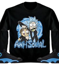 Jordan 13 Black University Blue Unisex Sweatshirt, Hoodie Rick Anti Social, Shirt To Match Sneaker