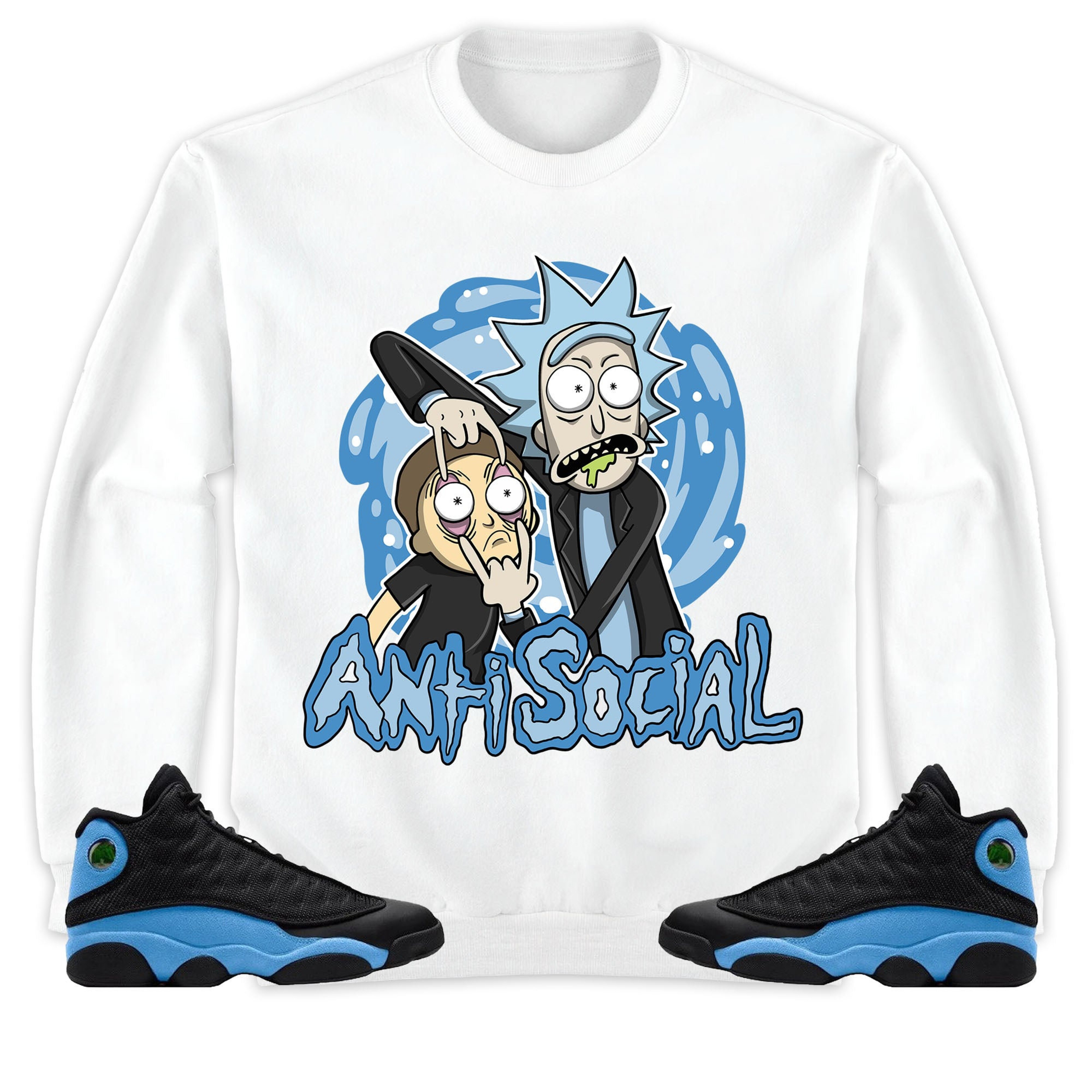 Jordan 13 Black University Blue Unisex Sweatshirt, Hoodie Rick Anti Social, Shirt To Match Sneaker