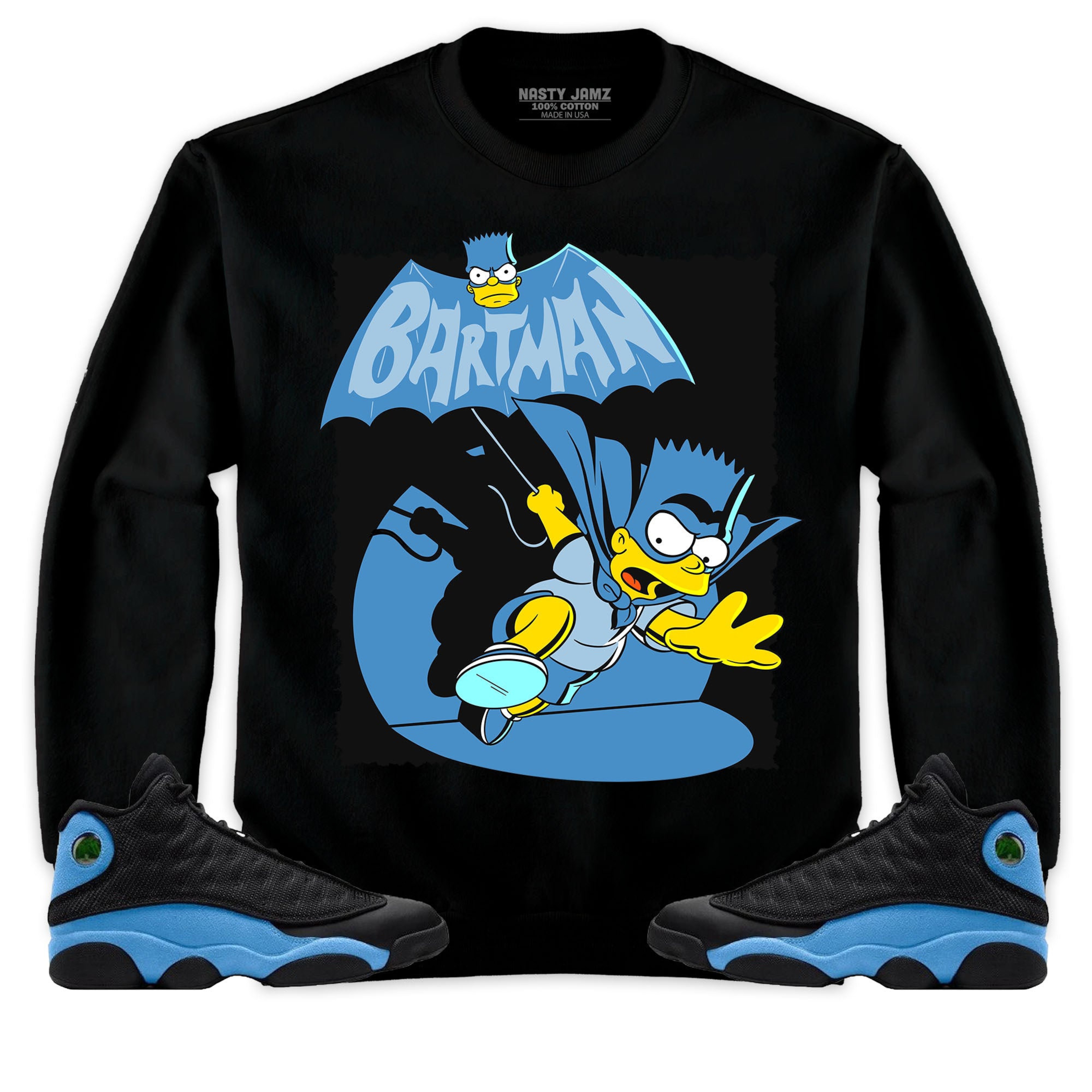 Jordan 13 Black University Blue Unisex Sweatshirt, Hoodie Shirts Bartman Simpson, Shirt To Match Sneaker