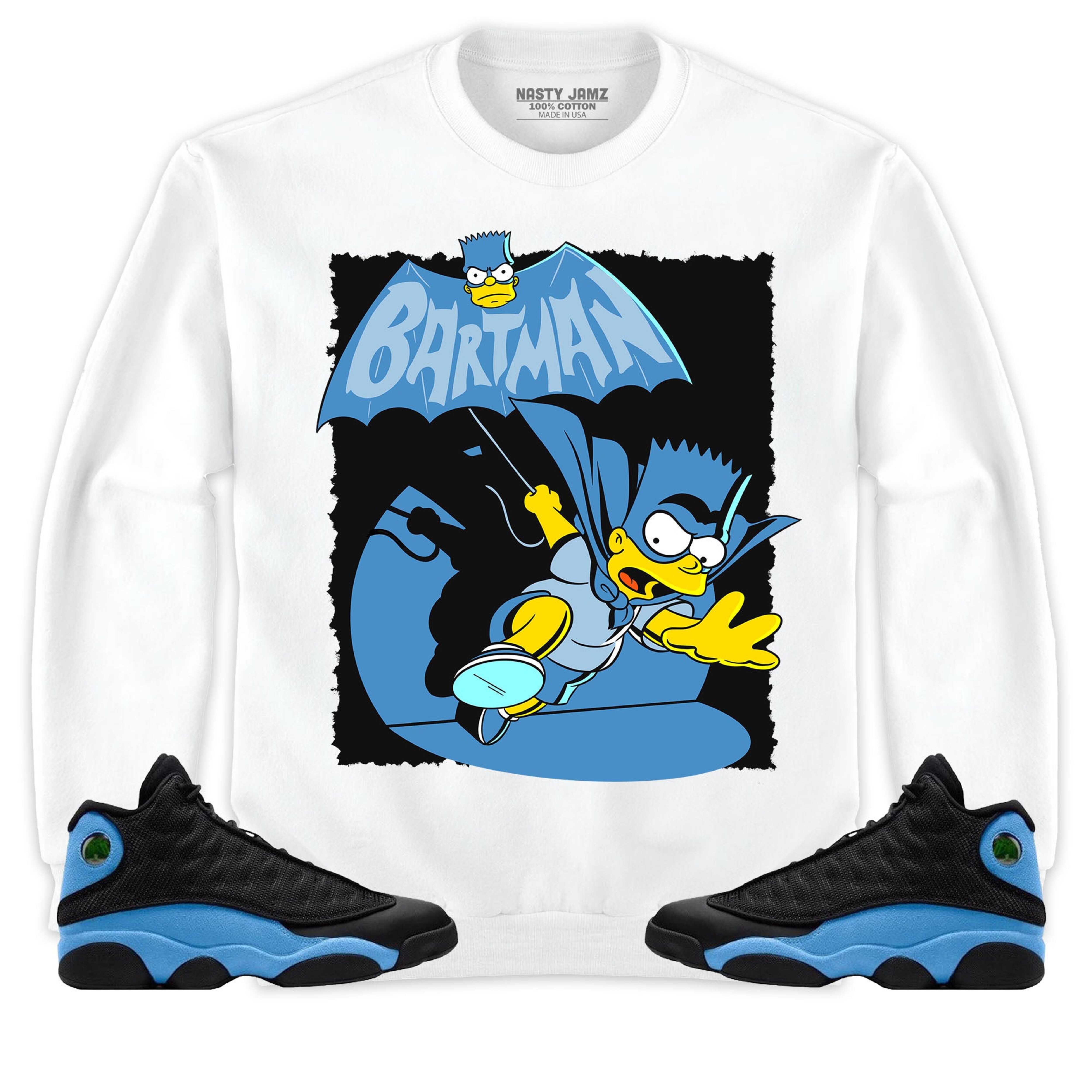 Jordan 13 Black University Blue Unisex Sweatshirt, Hoodie Shirts Bartman Simpson, Shirt To Match Sneaker