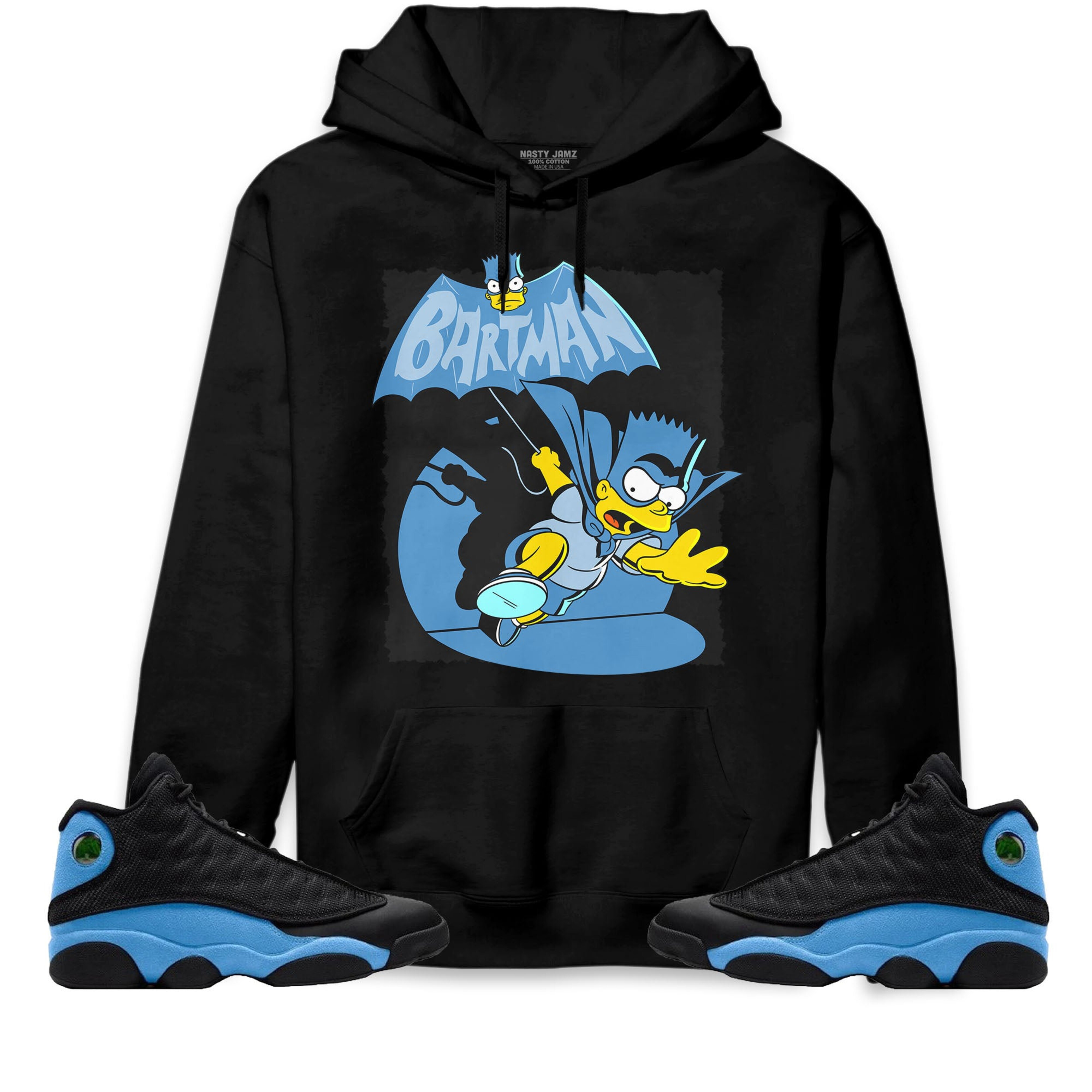 Jordan 13 Black University Blue Unisex Sweatshirt, Hoodie Shirts Bartman Simpson, Shirt To Match Sneaker