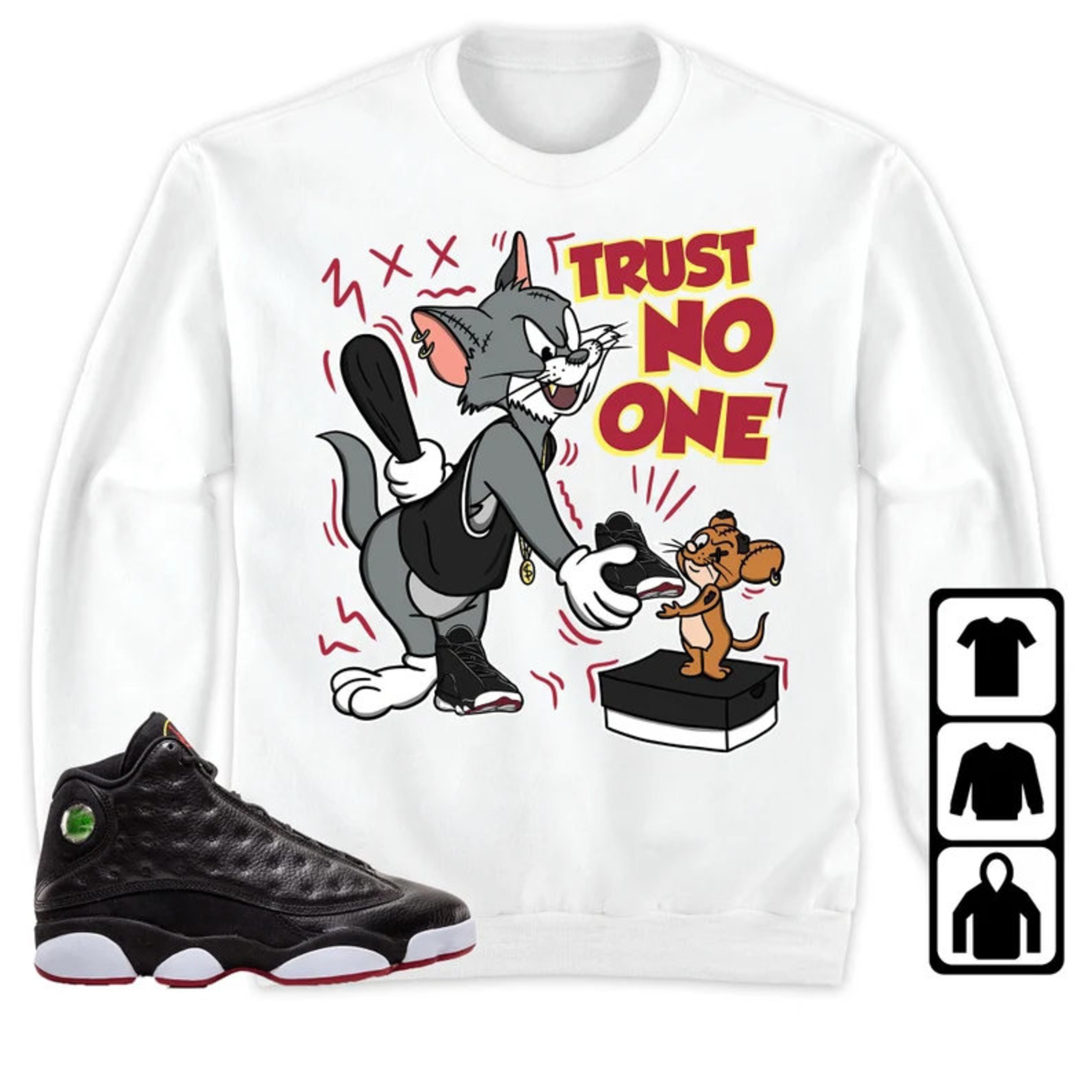 Jordan 13 Playoffs Unisex T-Shirt, Trust No One Cat And Mouse, Shirt To Match Sneaker