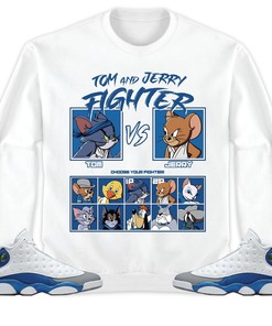 Jordan 13 Retro French Blue Unisex Sweatshirt, Hoodie, Cat And Mouse Fighter, Shirt To Match Sneaker