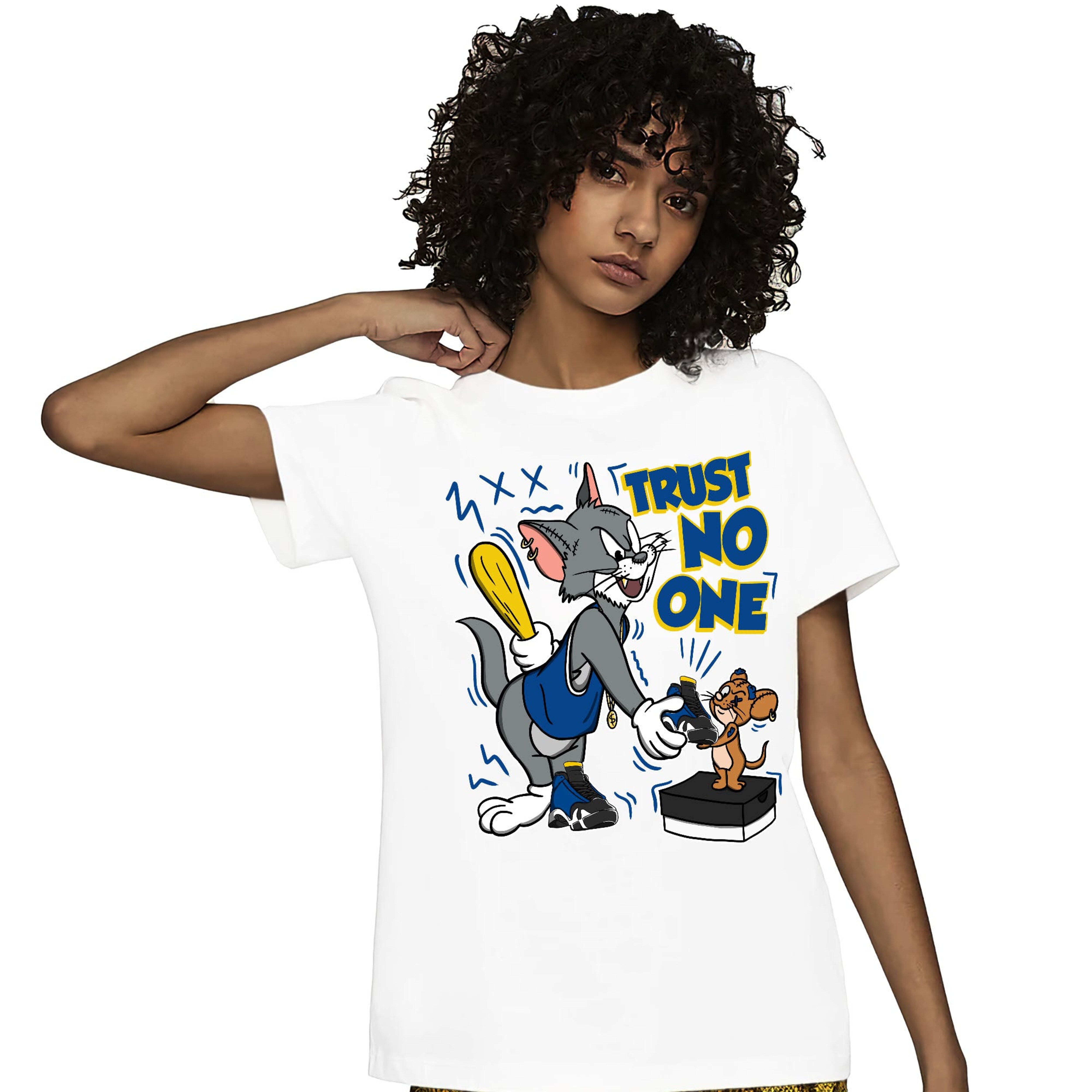 Jordan 14 Laney Unisex Shirt Trust No One Cat And Mouse, Shirt To Match Sneaker