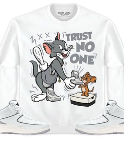 Jordan 2 Neutral Grey Unisex Shirt Trust No One Cat And Mouse, Shirt To Match Sneaker