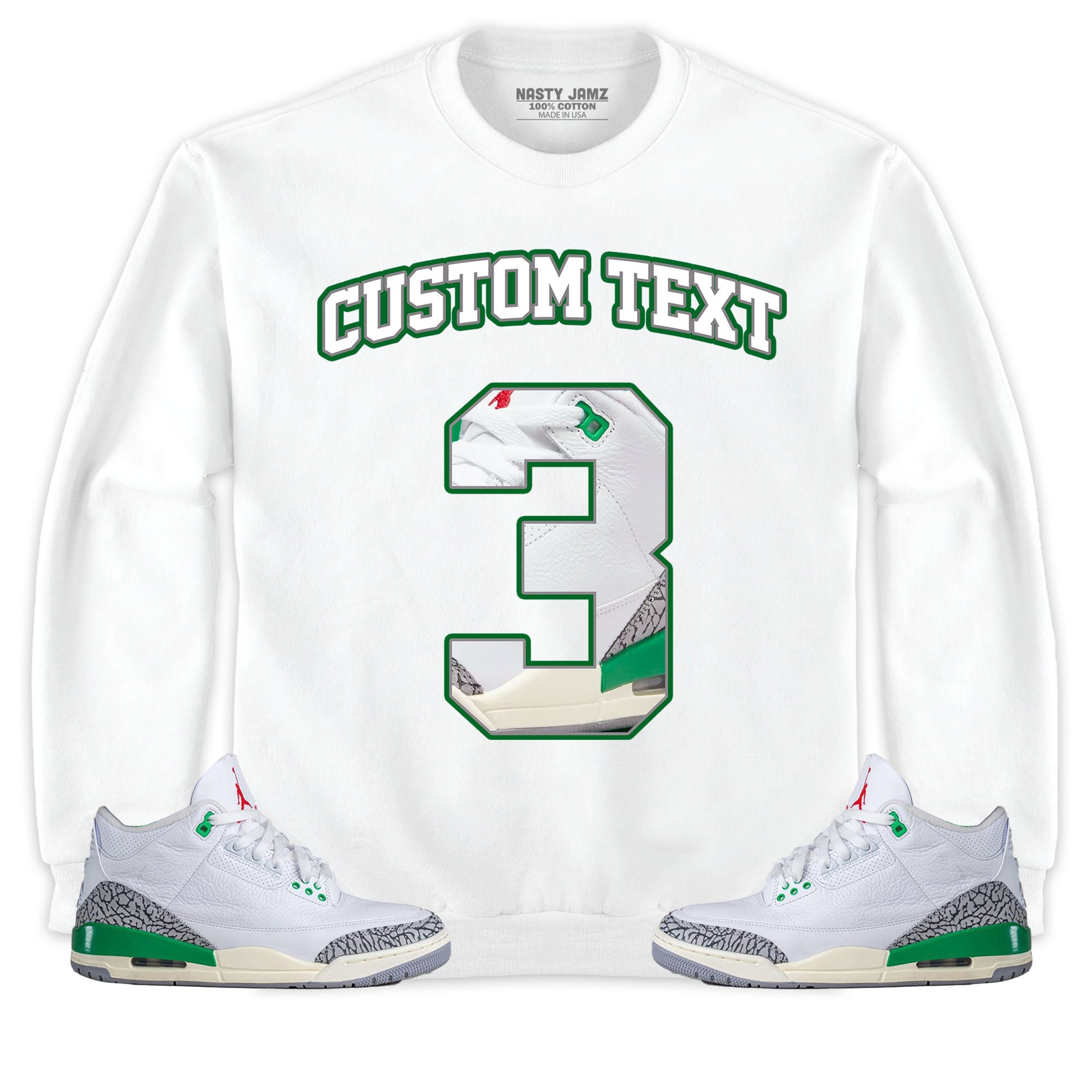 Jordan 3 Lucky Green Unisex Shirt Number 3 CM3 Custom Text, Shirt To Match Sneaker