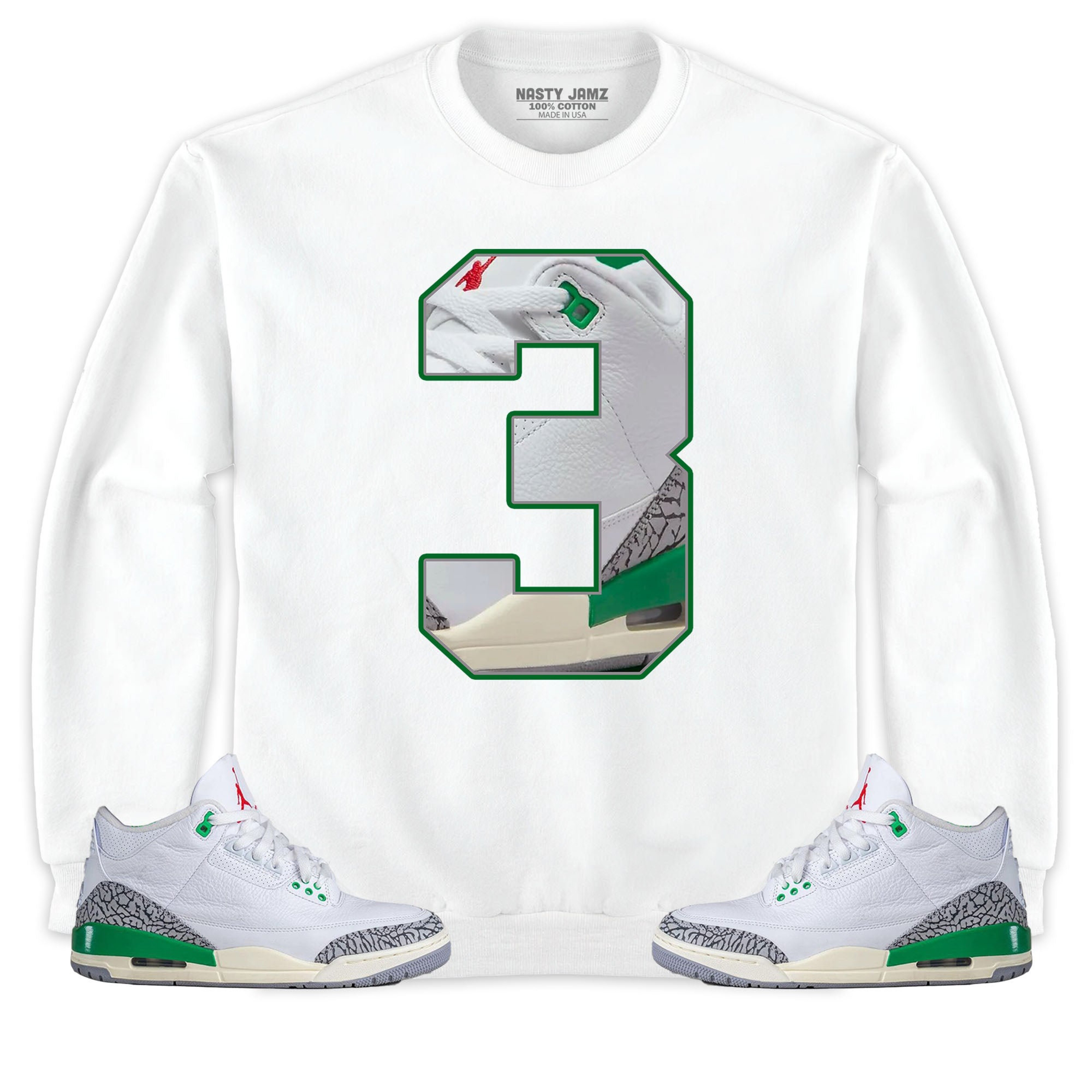 Jordan 3 Lucky Green Unisex Shirt Number 3 CM3, Shirt To Match Sneaker