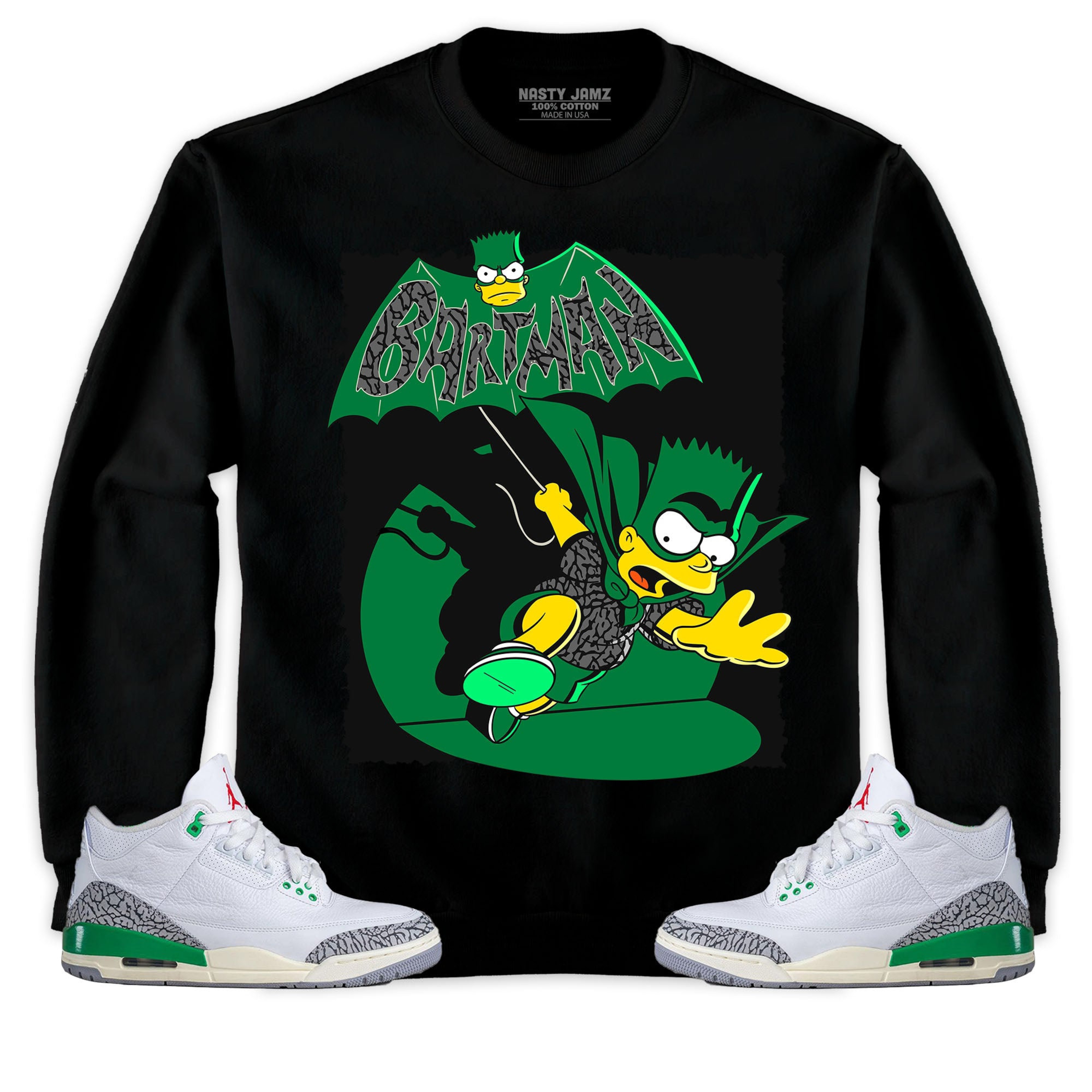 Jordan 3 Lucky Green Unisex Sweatshirt, Hoodie Shirts Bartman Simpson, Shirt To Match Sneaker