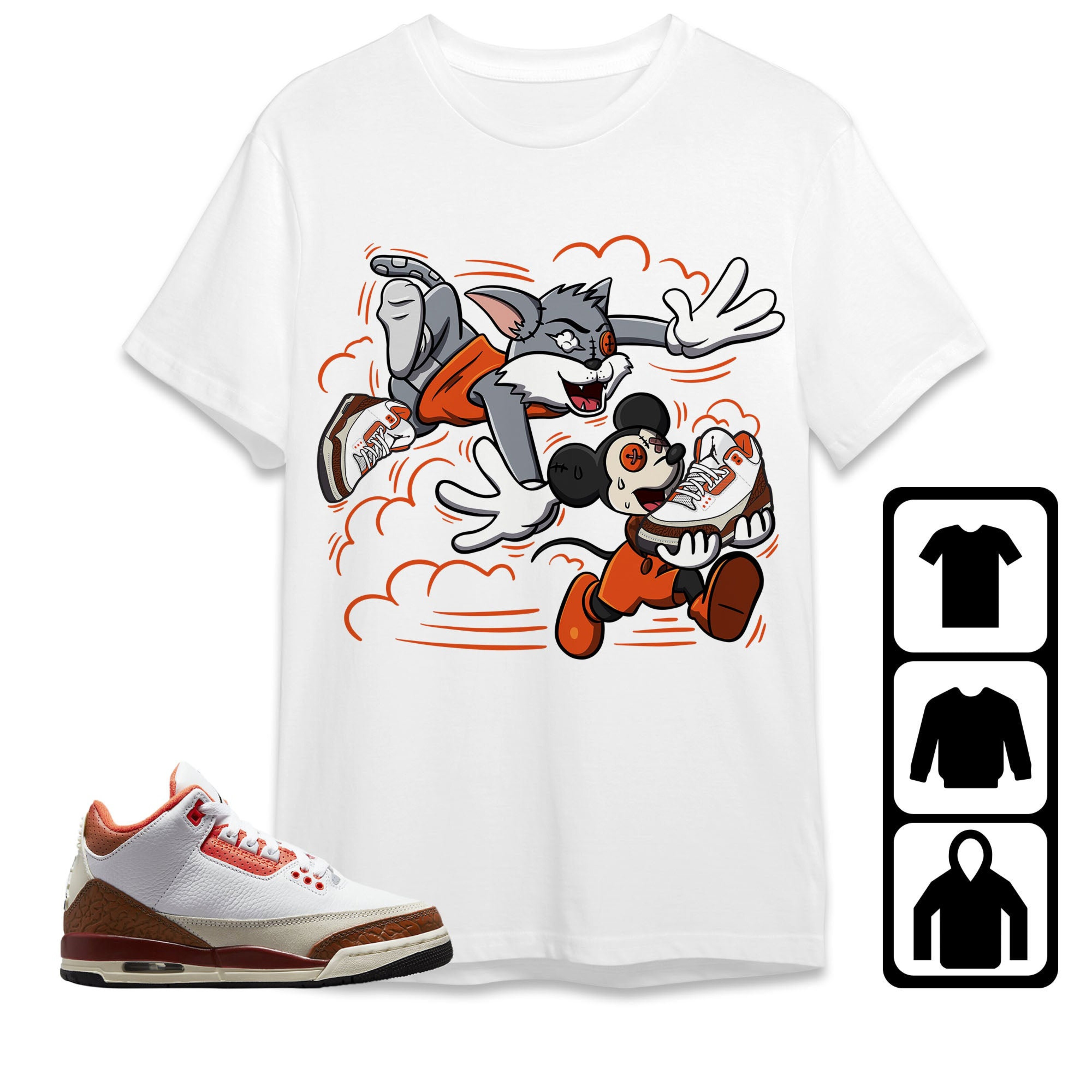Jordan 3 Mars Stone Unisex Shirt Cat And Mouse Chasing, Shirt To Match Sneaker