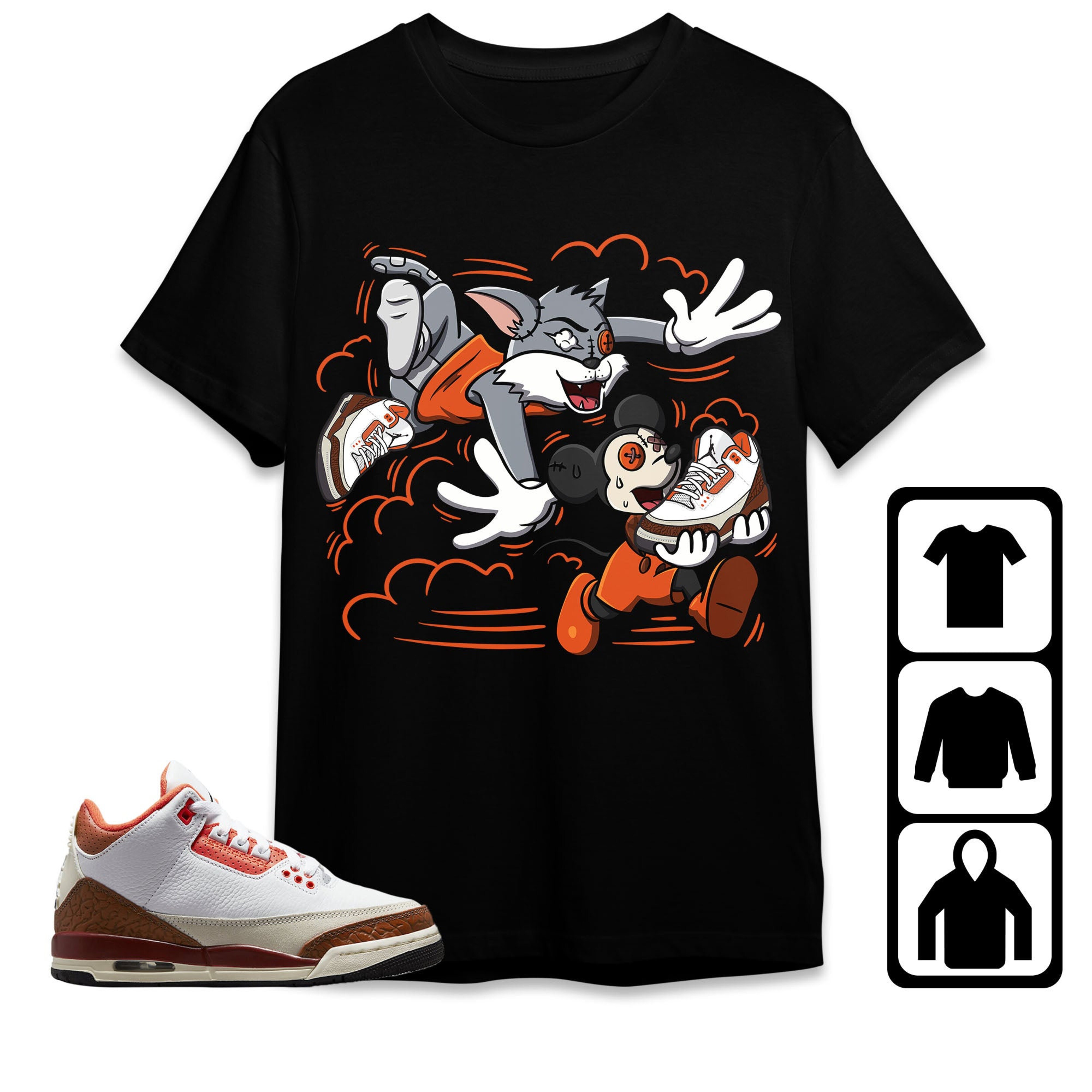 Jordan 3 Mars Stone Unisex Shirt Cat And Mouse Chasing, Shirt To Match Sneaker