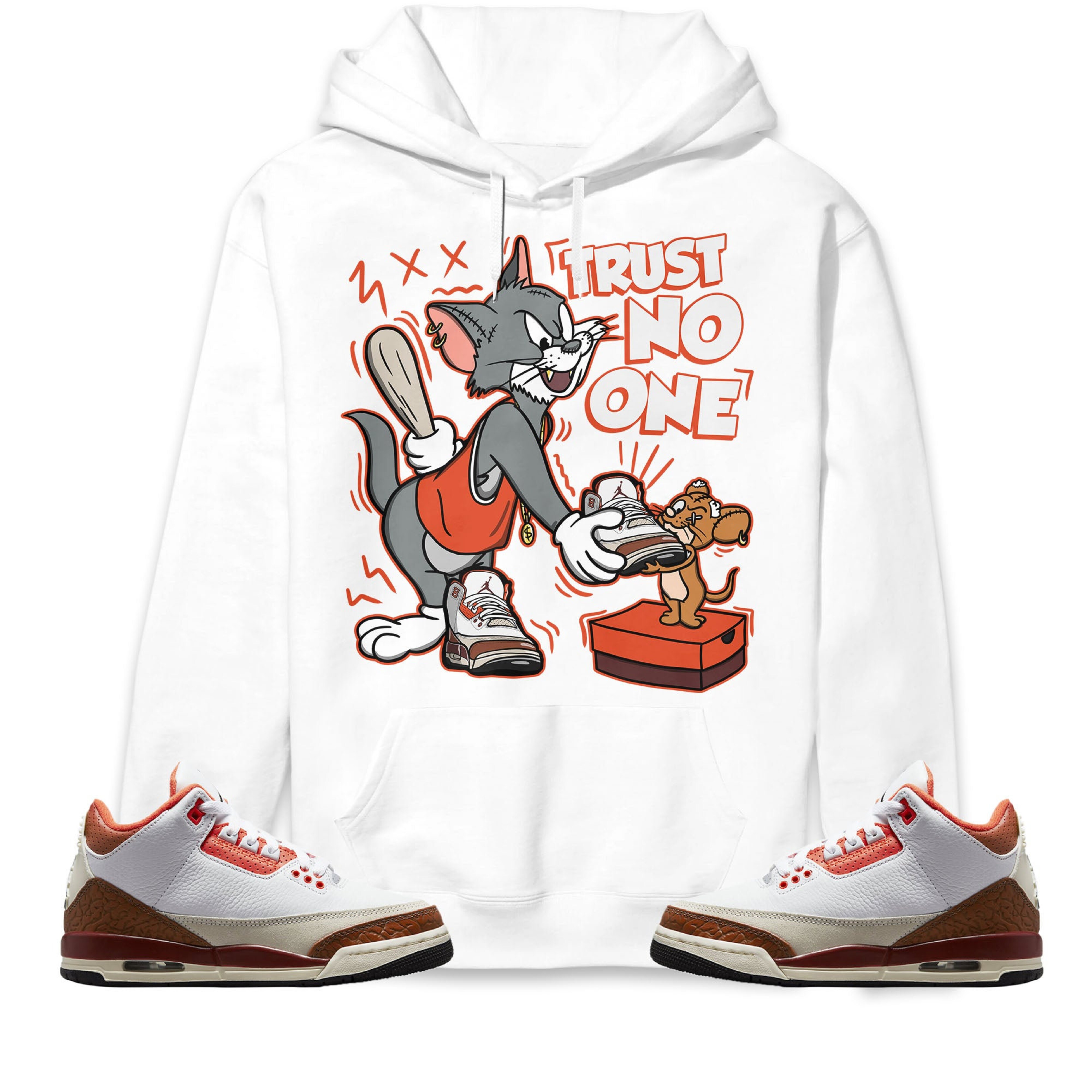 Jordan 3 Mars Stone Unisex Sweatshirt, Hoodie Trust No One Cat And Mouse, Shirt To Match Sneaker