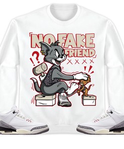 Jordan 3 White Cement Reimagined Unisex Shirt Fake Friend Cat And Mouse, Shirt To Match Sneaker