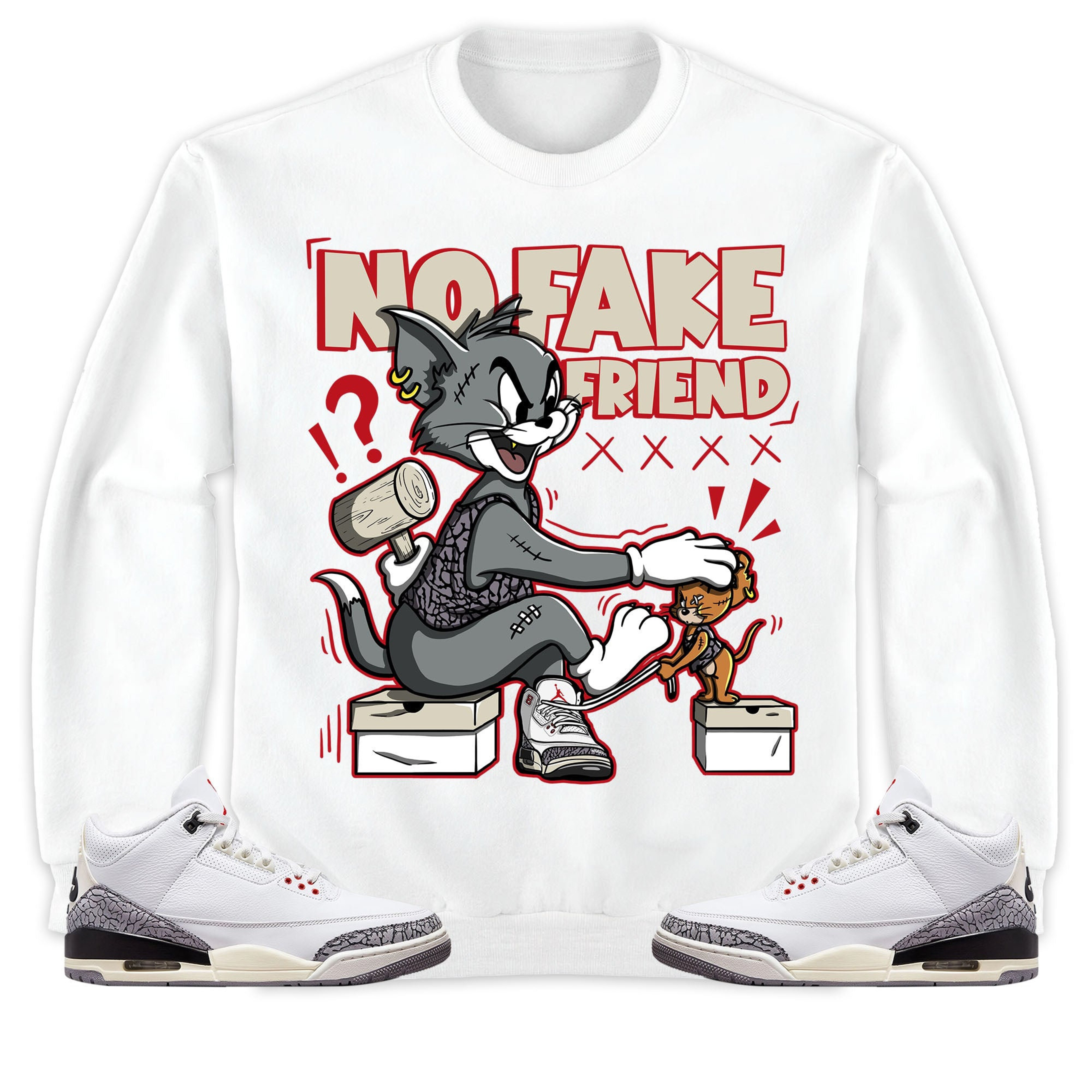 Jordan 3 White Cement Reimagined Unisex Shirt Fake Friend Cat And Mouse, Shirt To Match Sneaker
