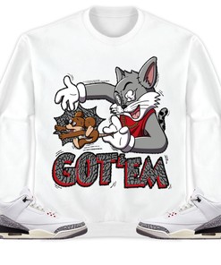 Jordan 3 White Cement Reimagined Unisex Shirt Got Em Cat And Mouse, Shirt To Match Sneaker