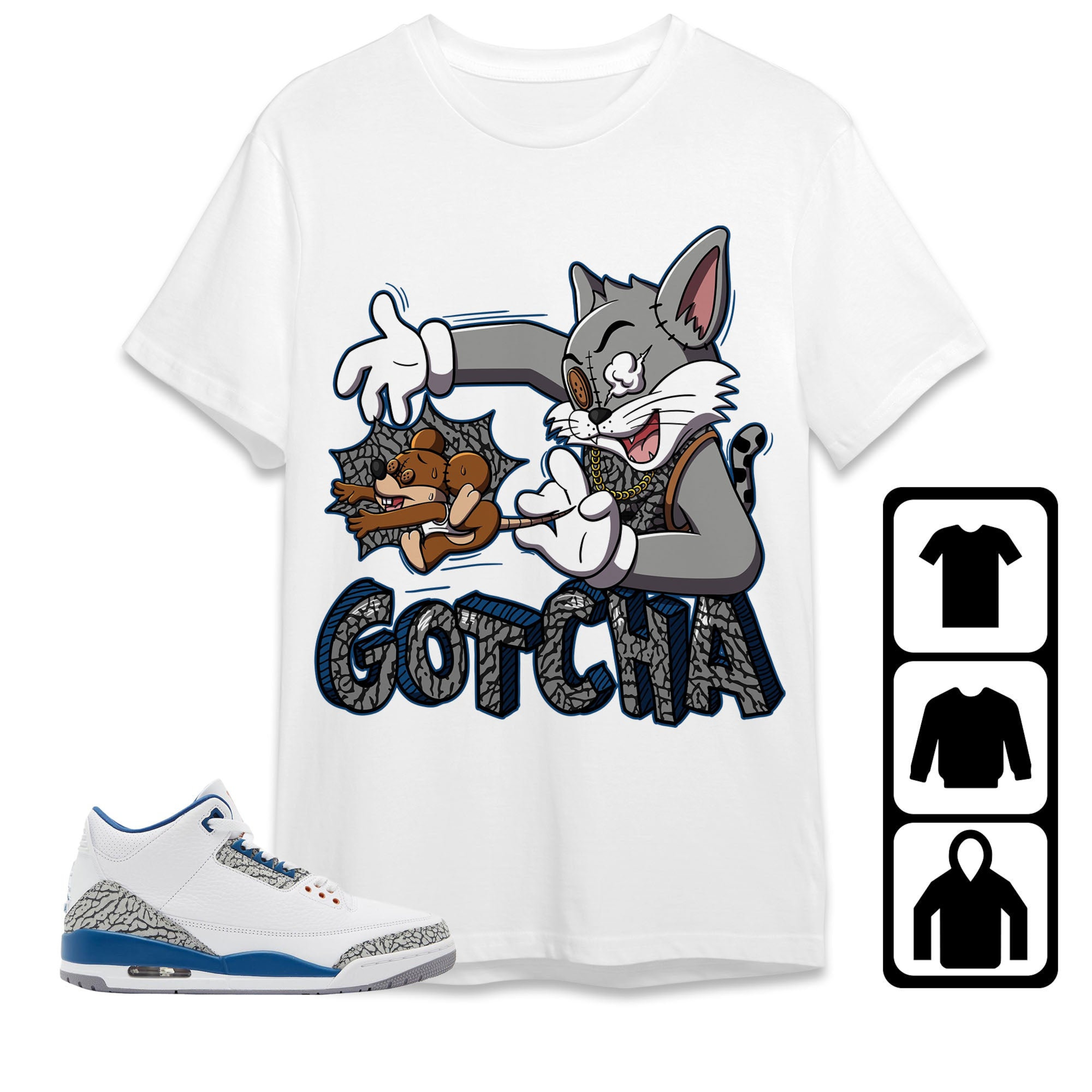 Jordan 3 Wizards Unisex Shirt Gotcha Cat And Mouse, Shirt To Match Sneaker