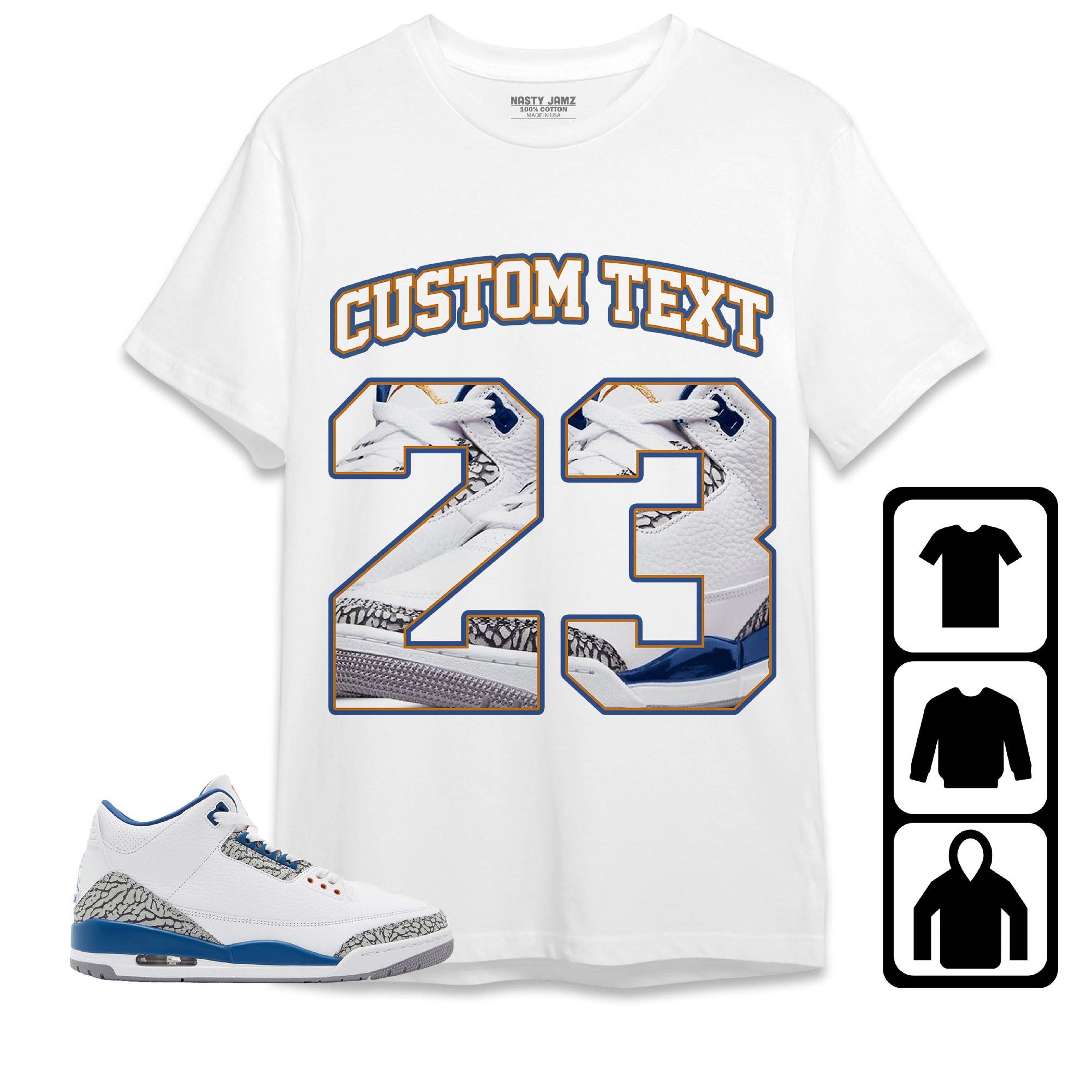 Jordan 3 Wizards Unisex Shirt Number 23 CM3 Custom Text, Shirt To Match Sneaker