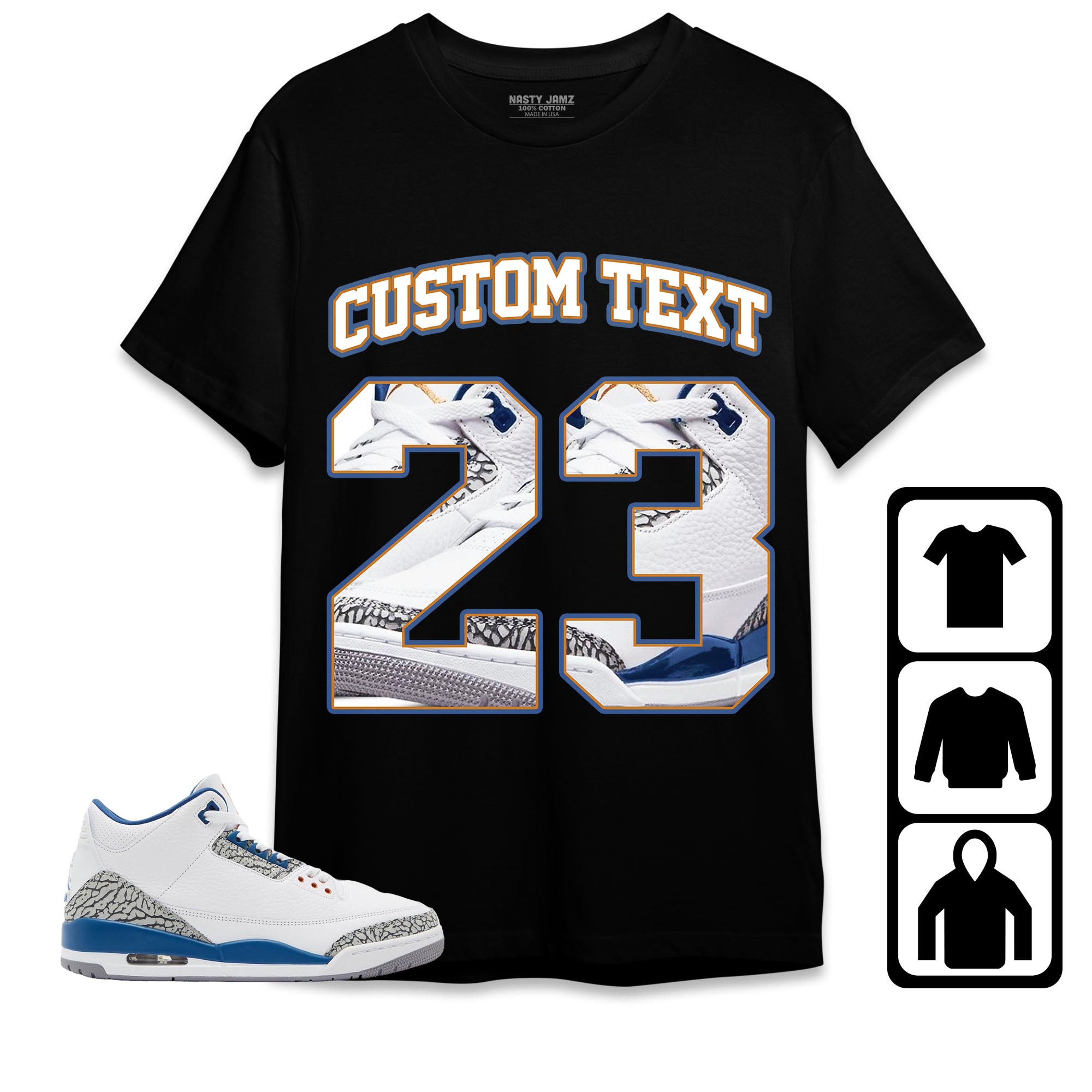 Jordan 3 Wizards Unisex Shirt Number 23 CM3 Custom Text, Shirt To Match Sneaker