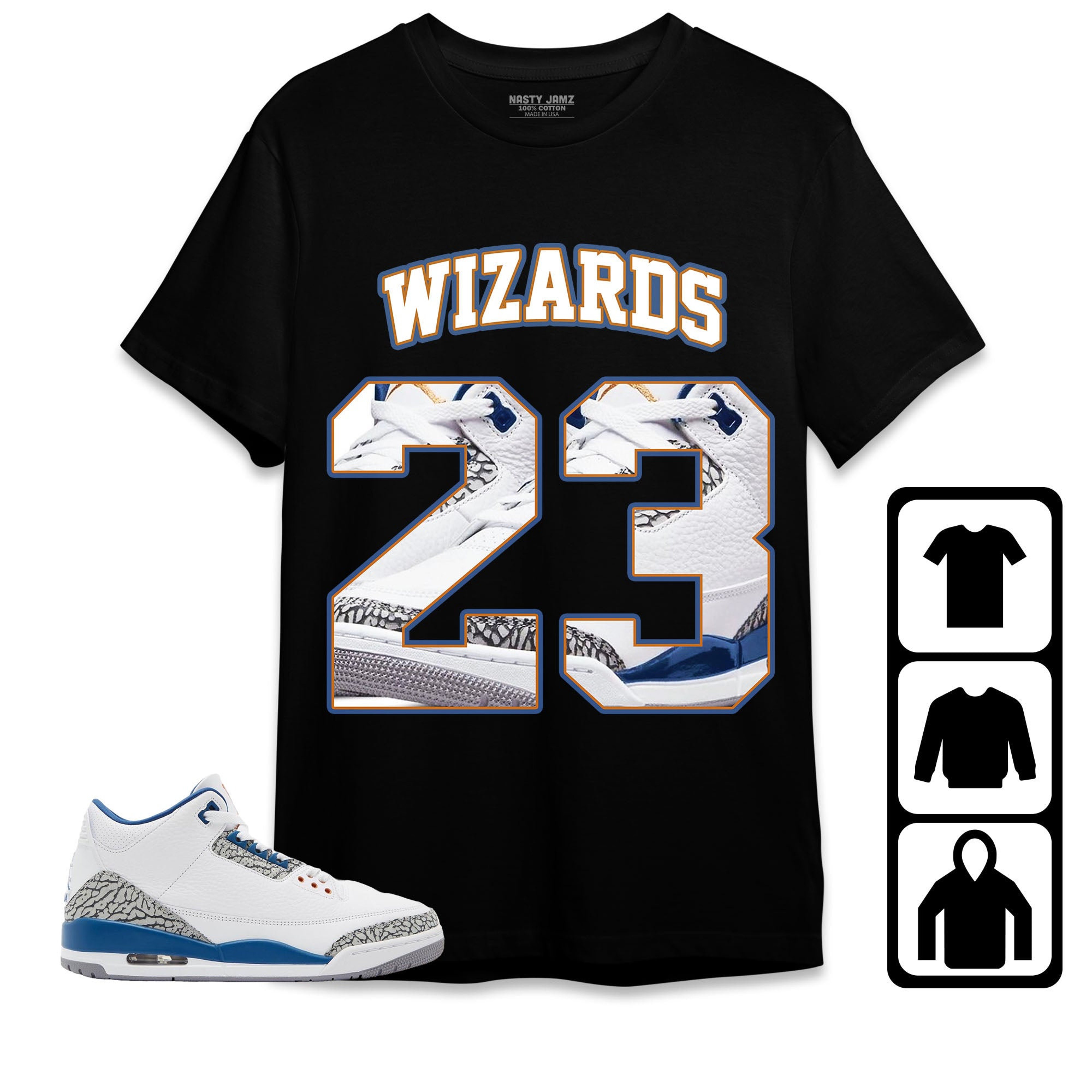 Jordan 3 Wizards Unisex Shirt Number 23 CM3 Name, Shirt To Match Sneaker
