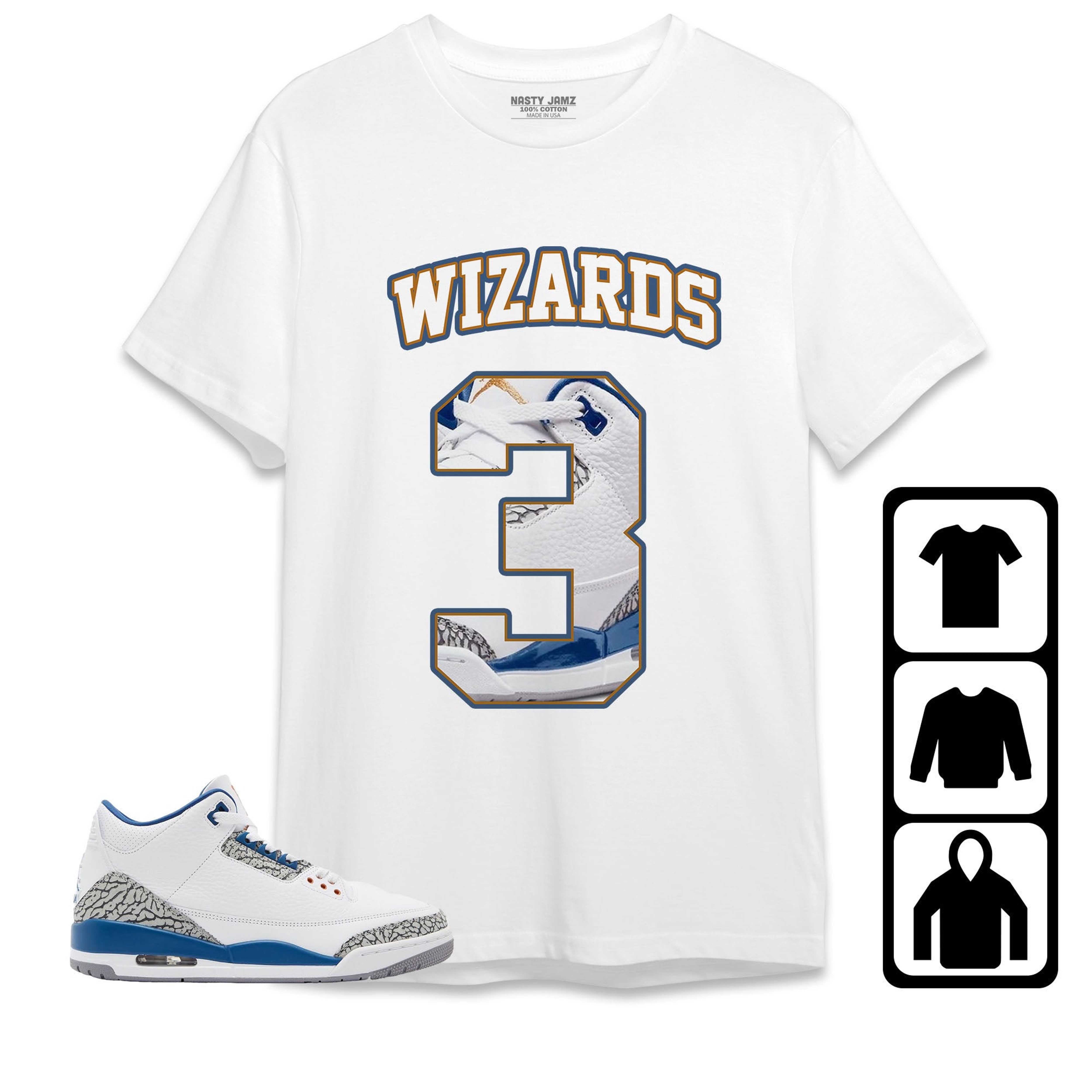 Jordan 3 Wizards Unisex Shirt Number 3 CM3 Name, Shirt To Match Sneaker