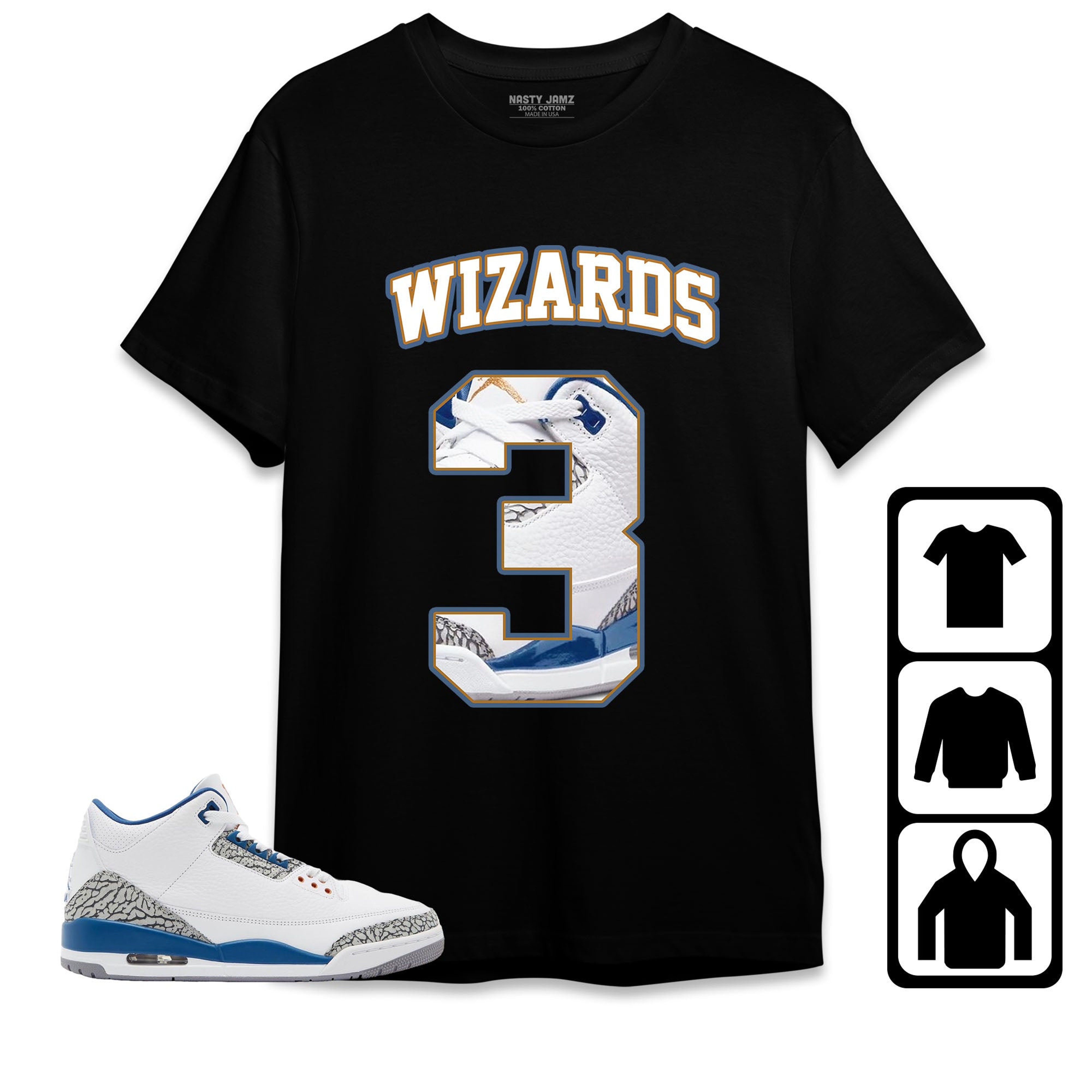 Jordan 3 Wizards Unisex Shirt Number 3 CM3 Name, Shirt To Match Sneaker